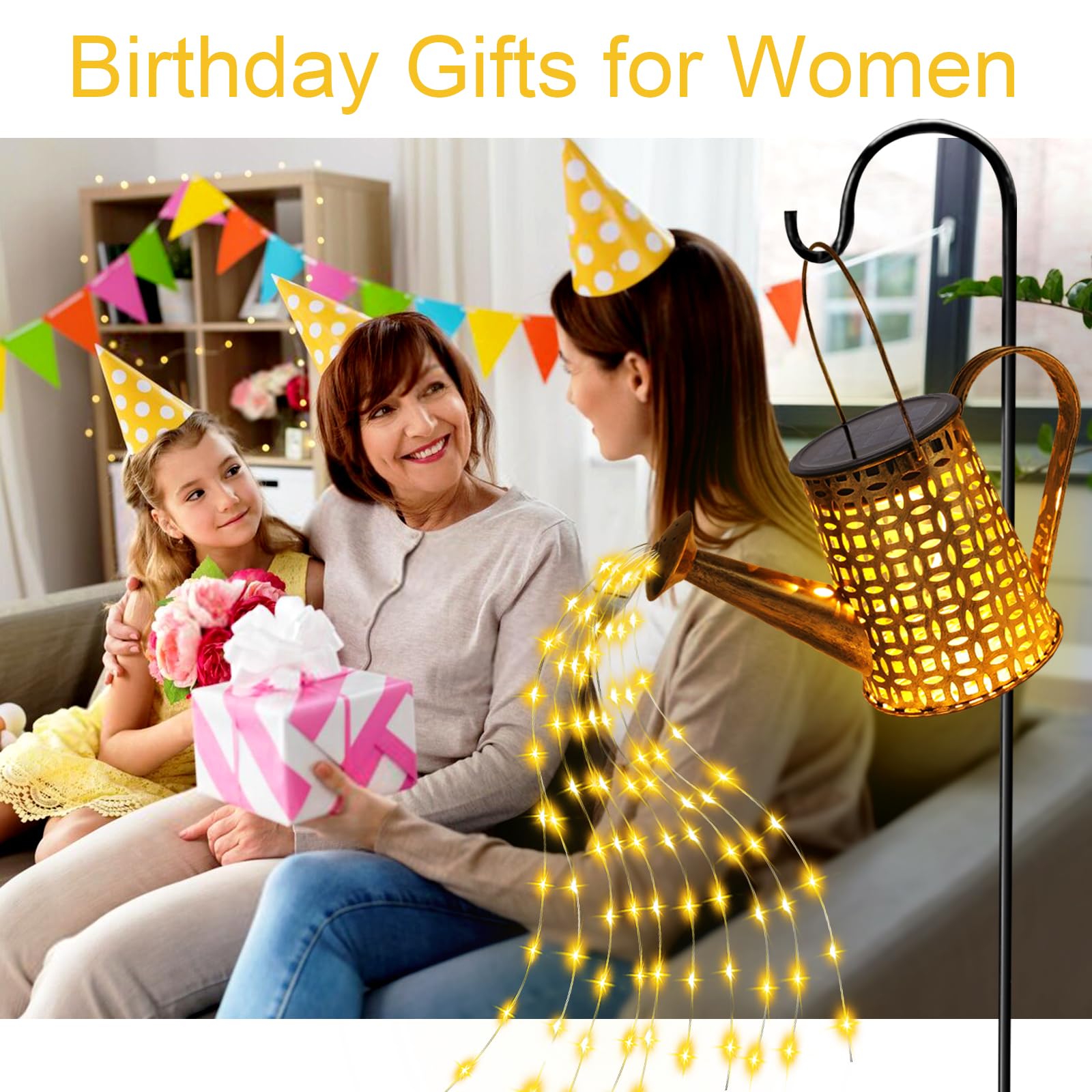 Solar Watering Can Lights, Owl Gifts For Women Mom Grandma Birthday, Waterproof Outdoor Garden Decor Large Hanging Solar Lantern