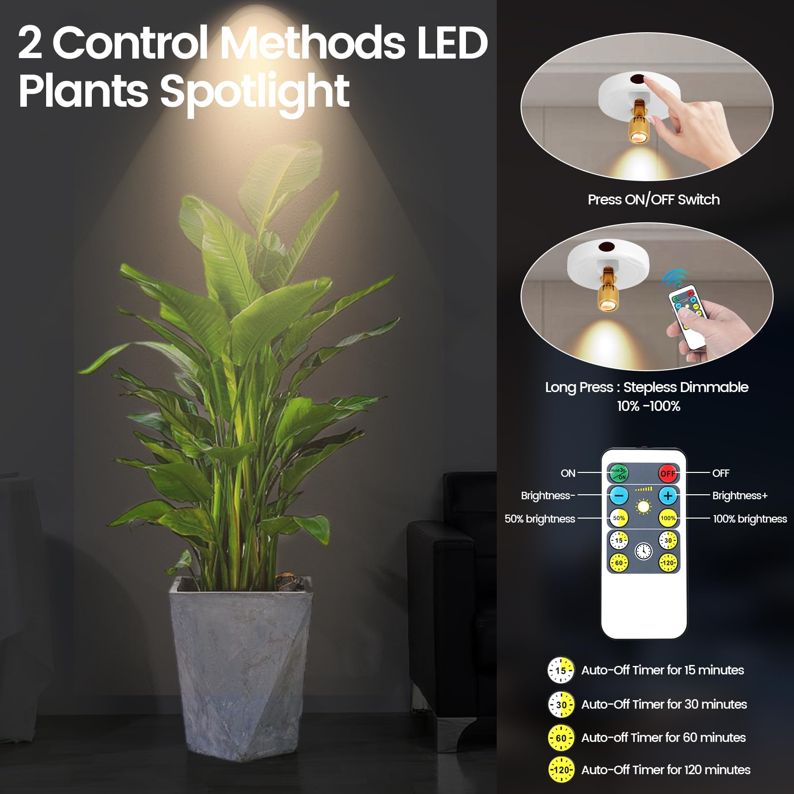 HAMVIDNE LED Spotlight, Rechargeable Battery Picture Lights, Uplighting Indoor with Remote, Stick Spot Lights for Wall Display D