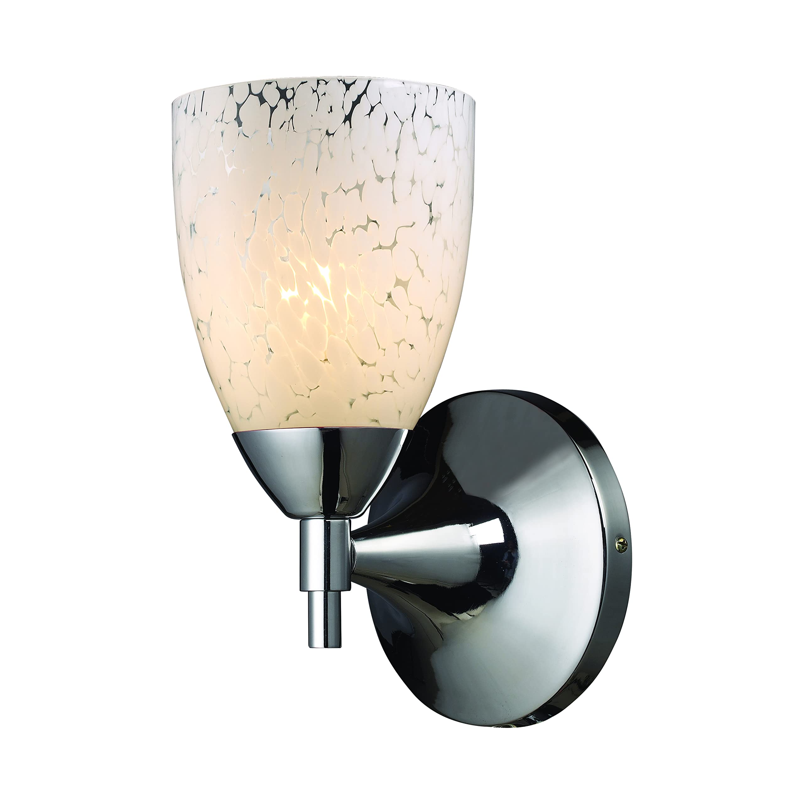 Elk Lighting 10150-1Pc-Sw 1 Light Contemporary Wall Sconce, Polished Chrome, Snow White Glass