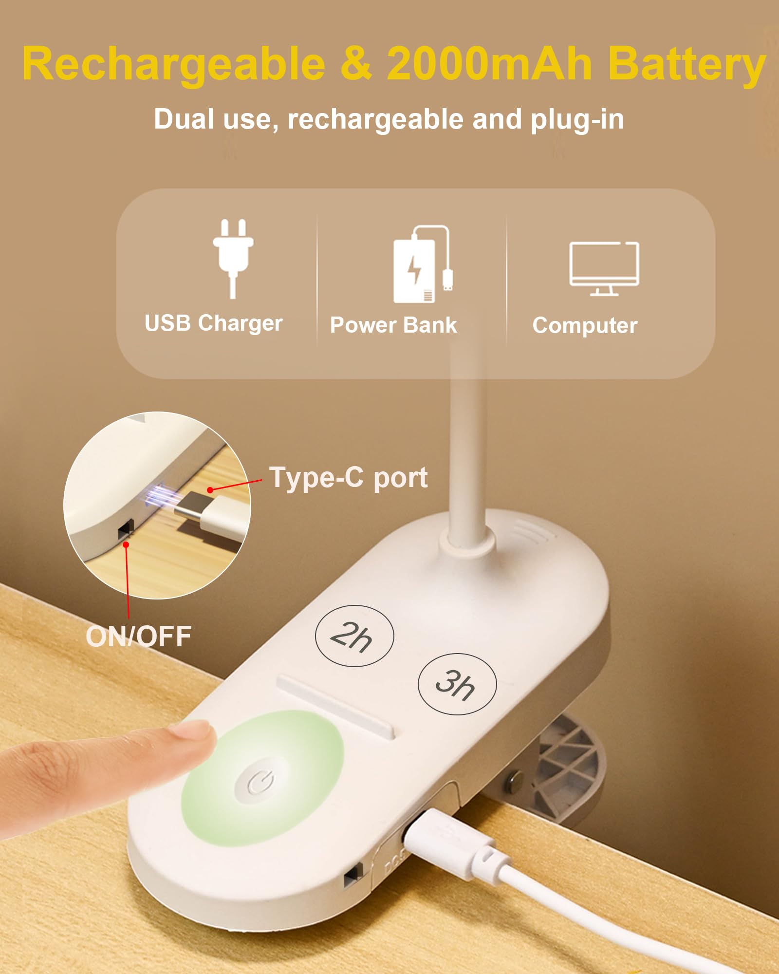 Szokled Reading Lights For Books In Bed, Clip On Light With Timer & Dimmable, Rechargeable Eye Care Red Night Light For Desk, La