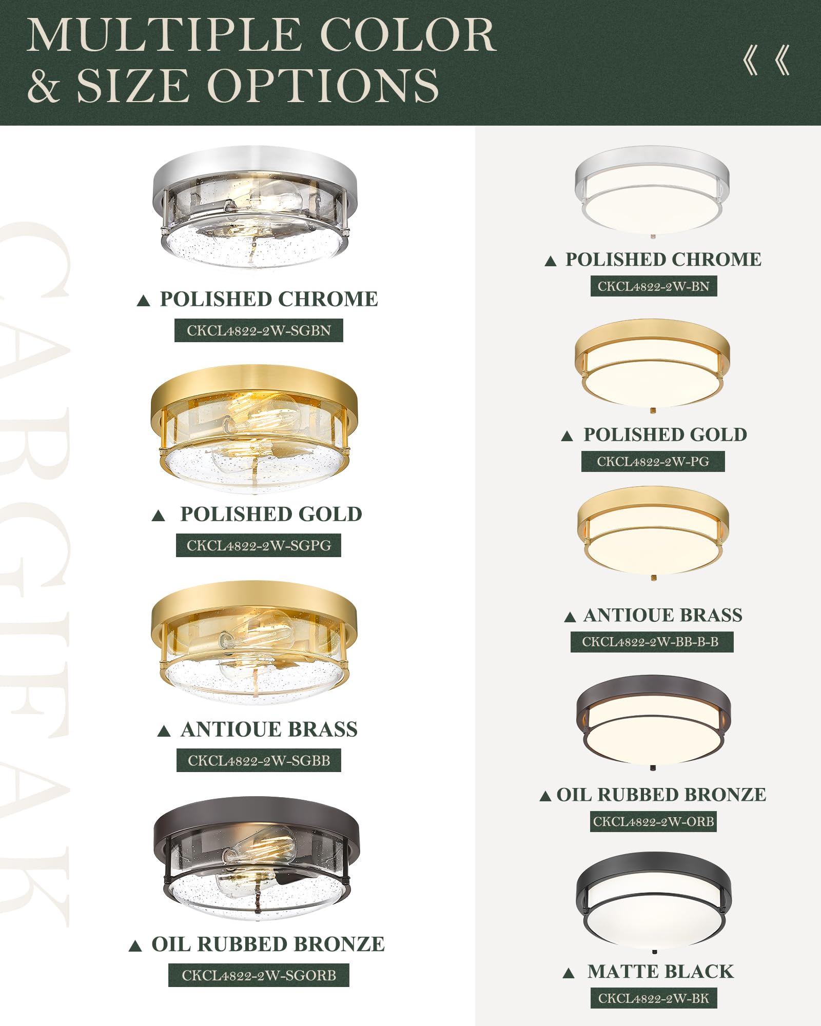 Cargifak 12-Inch Flush Mount Ceiling Light  Modern Farmhouse Style With Bubble Glass Shade  Oil Rubbed Bronze Finish  Ideal For Living Room  Bedroom  Or Dining Room - Model Ckcl4822-2W-Sgorb