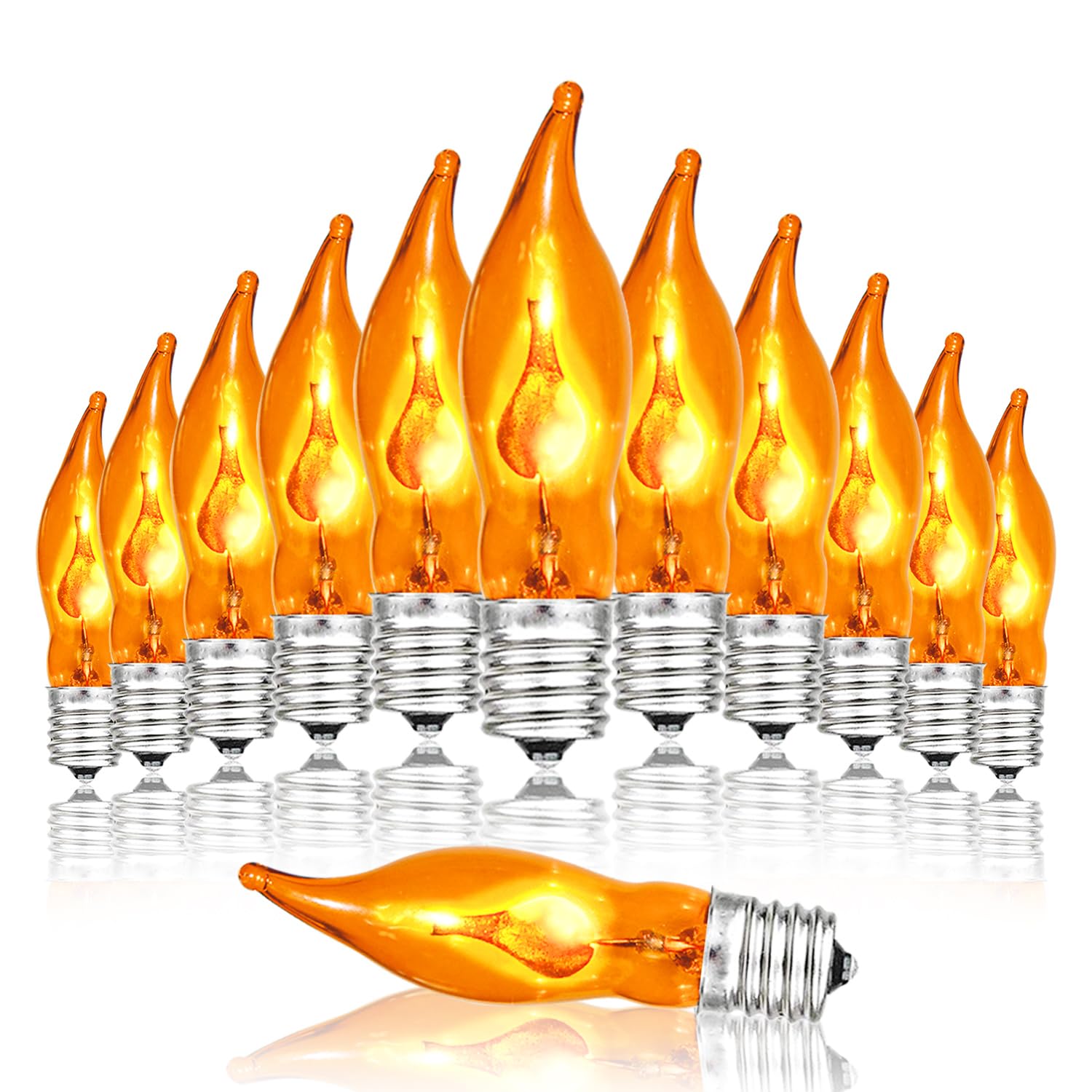 25 Pack Christmas String Light Bulbs, C7 Clear Orange Light Replacement Bulbs For Christmas Lights Indoor, Orange Light Bulb Fit