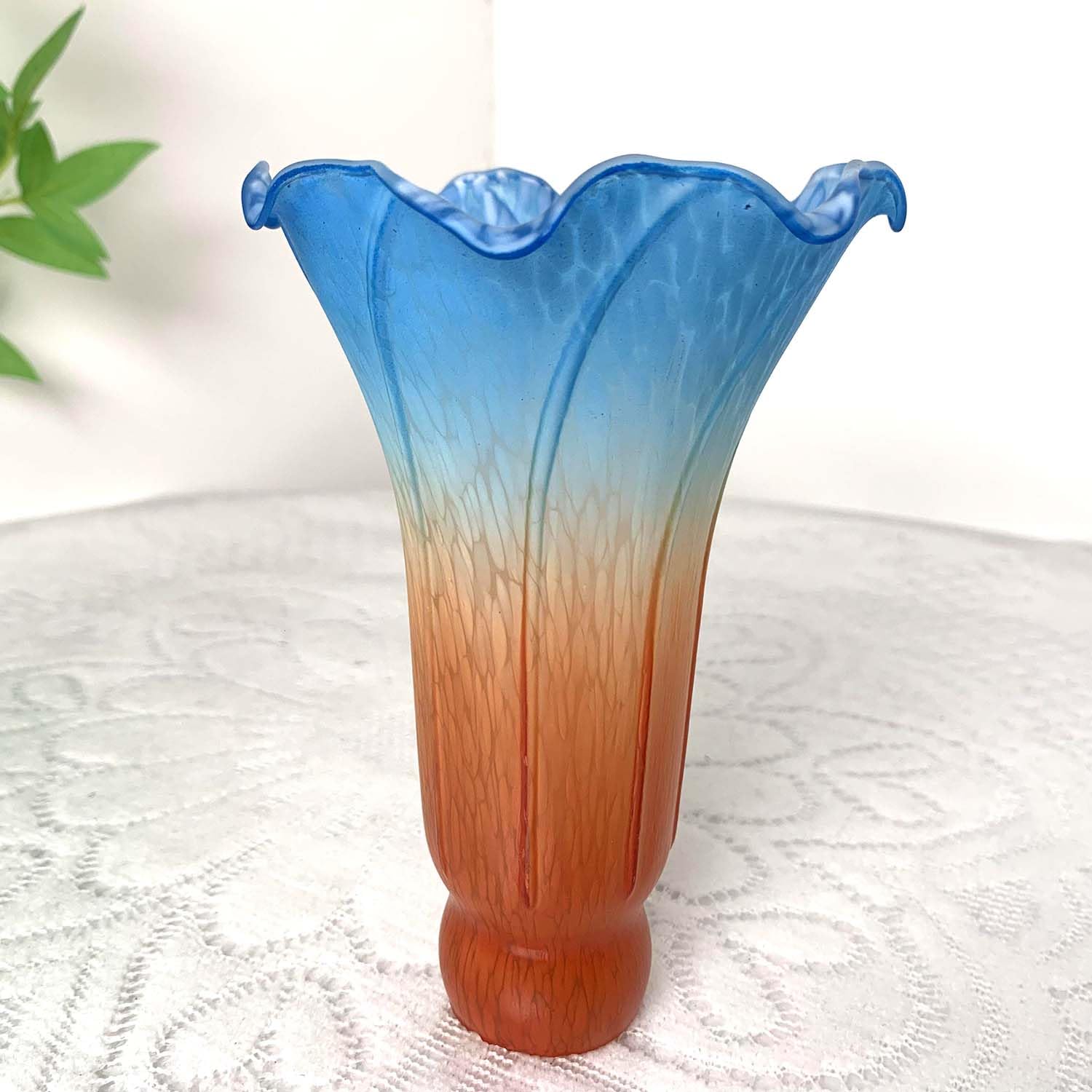 Bieye Ls22 Lily Flower Blown Glass Lampshade (Orange Blue, Opening I.D. 1.26'' X O.D. 1.5'')