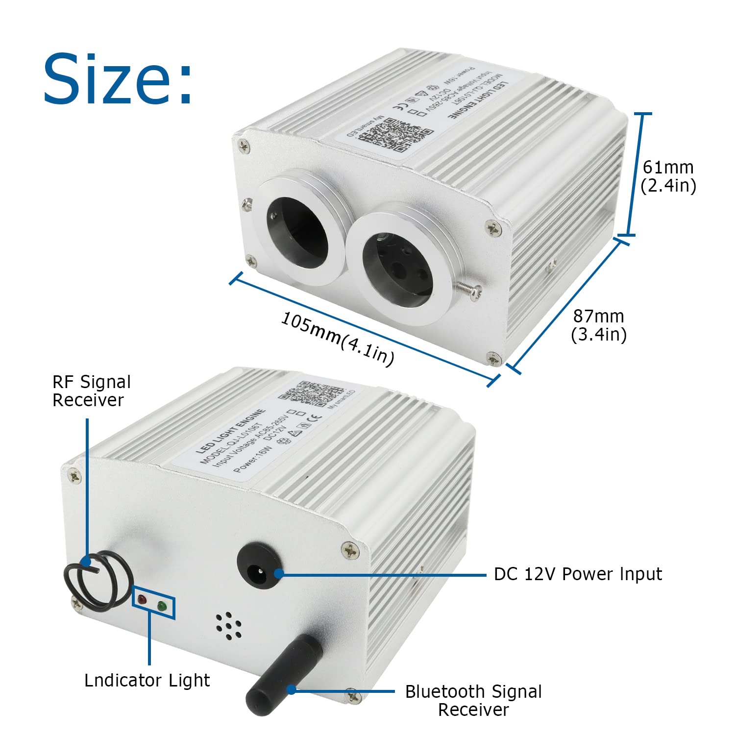 AKEPO Twinkle Fiber Optic Light Kit, 16W RGBW, 600 Strands, 9.8ft/3m Optical Fiber, Aluminum, Multicolor, Model QJ-L