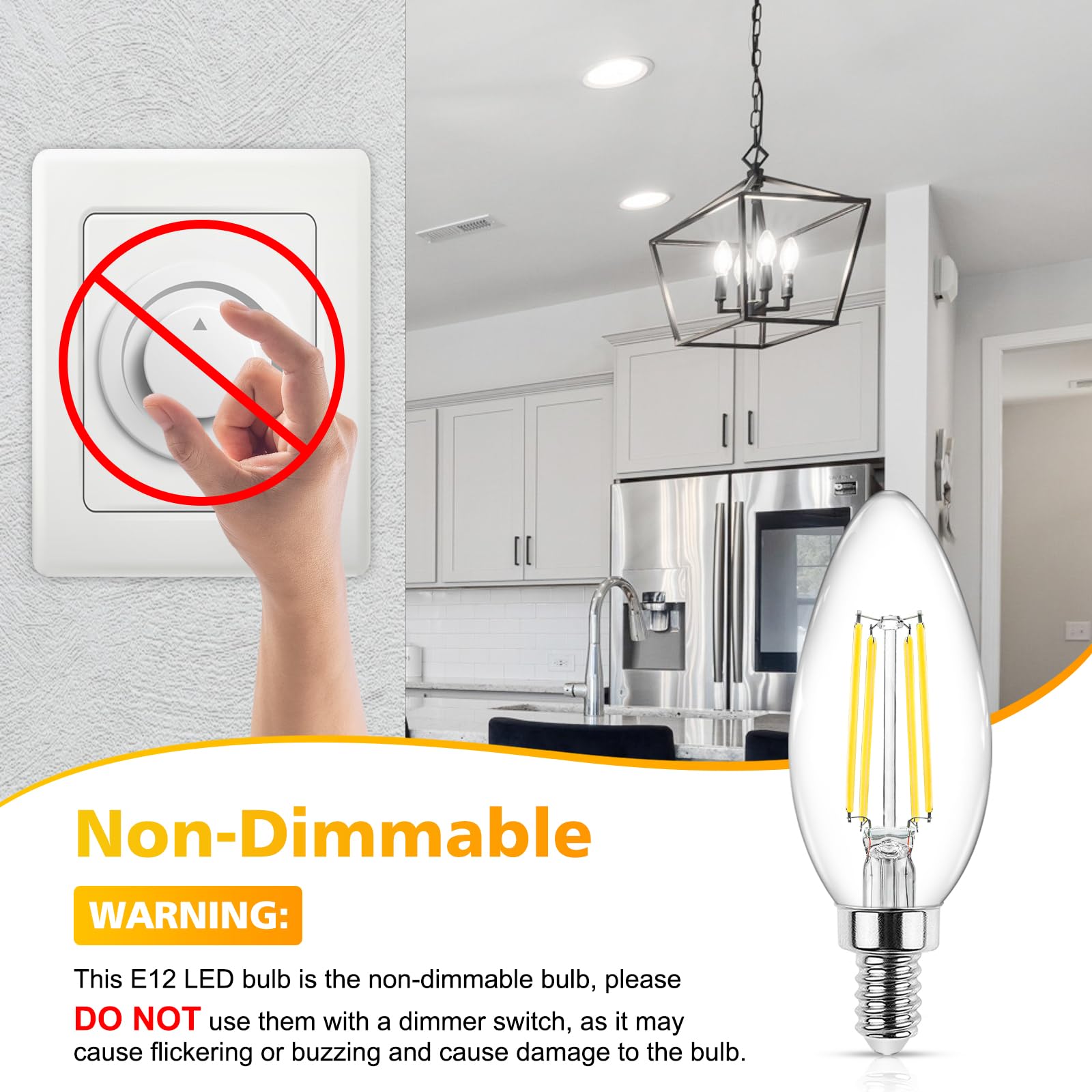 Ascher E12 Candelabra LED Light Bulbs 60W Equivalent 550 Lumen Daylight White Pack of 5