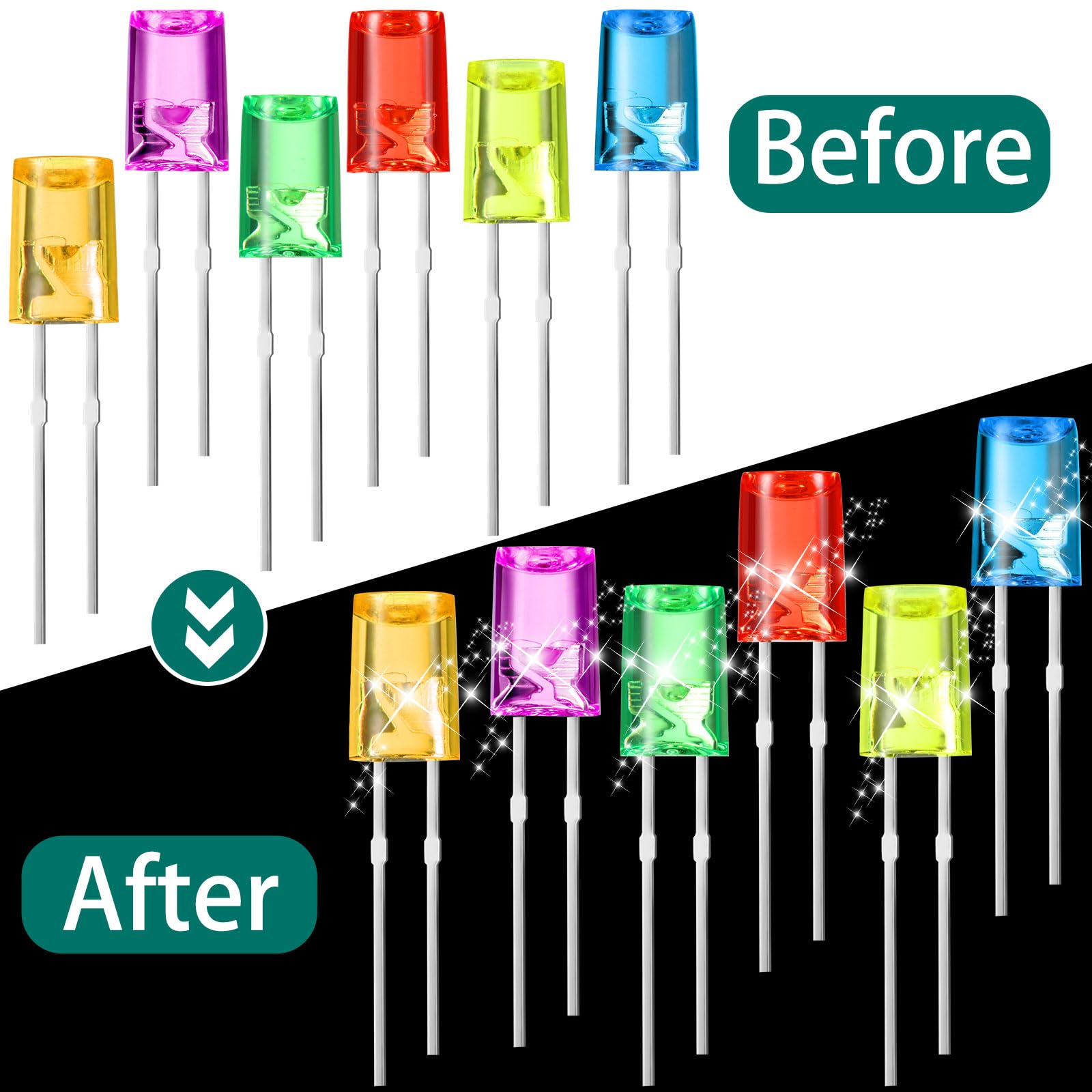 Honoson 60 Pcs Colorful LED 3mm 3V String Light Replacement Bulbs, Energy Efficient, Outdoor Use for Garden, Patio, Wedding