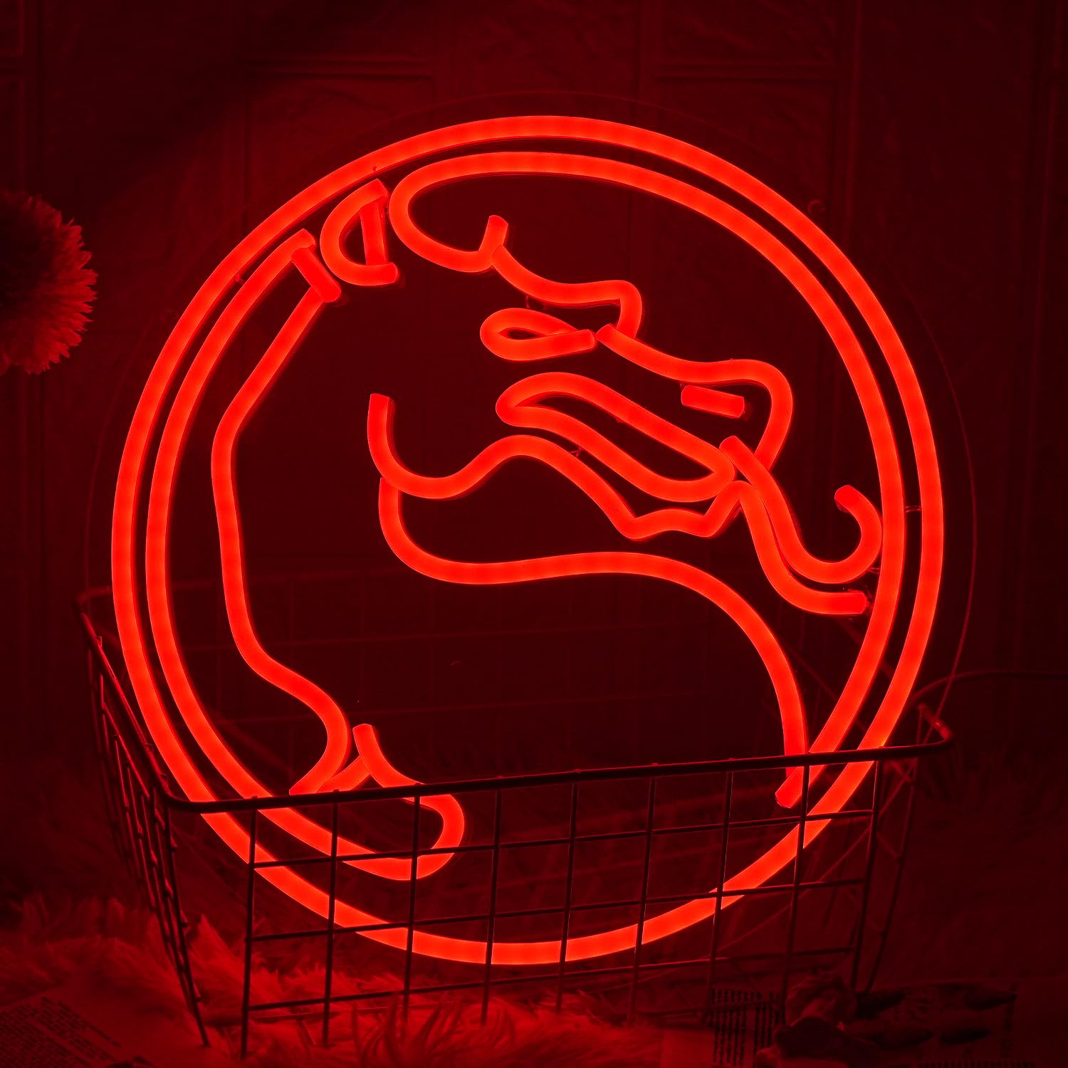 LMSIGNLY Dragon Neon Sign - Dimmable Gaming Logo Light for Wall Decor, 13in x 13in, Red Plastic