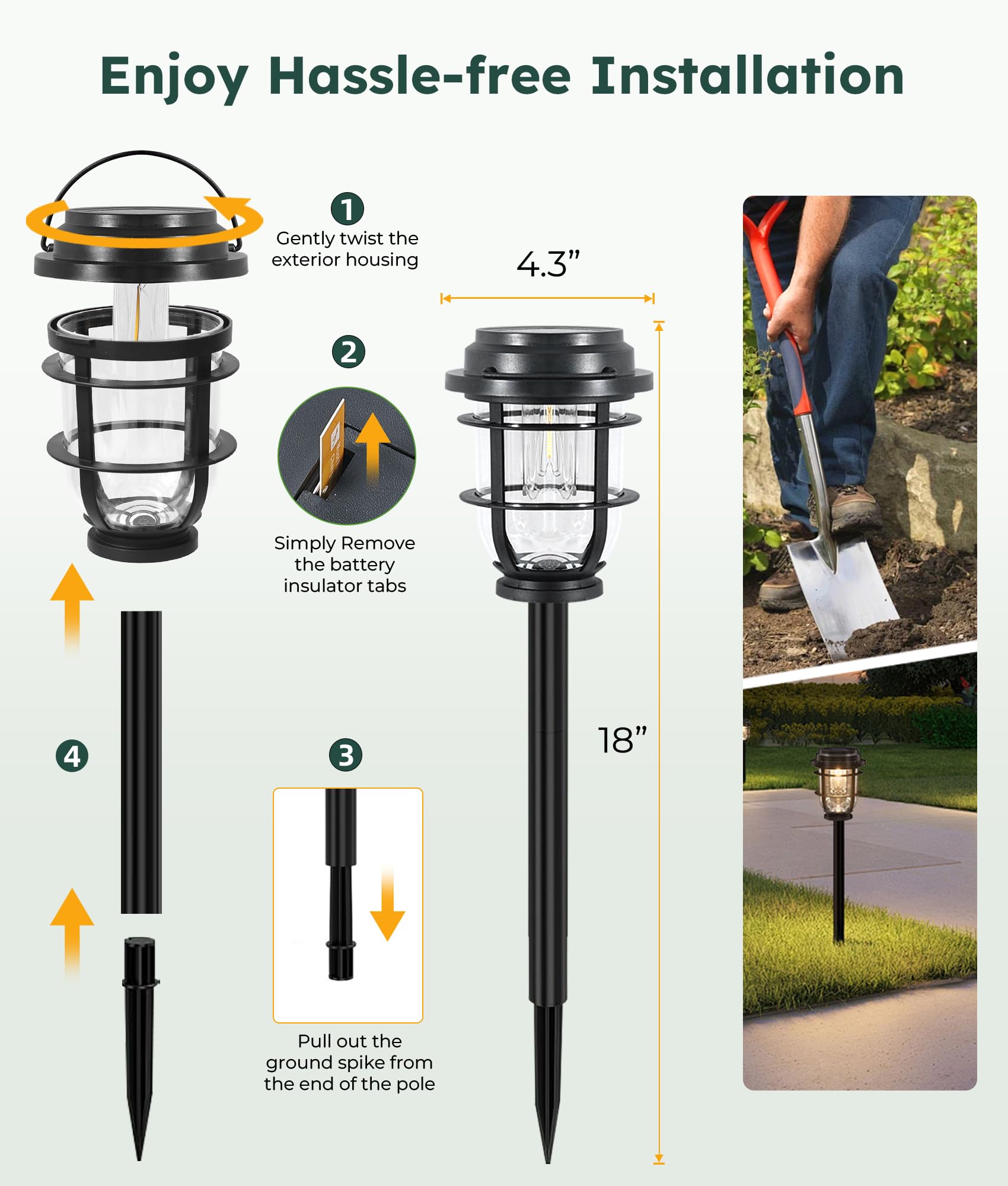 Vuees 2-Pack Solar Pathway Lights  Bright Auto Garden Lights Decor - Durable Landscape Lighting For Lawn  Patio  Walkway  Driveway  Housewarming Gifts Idea