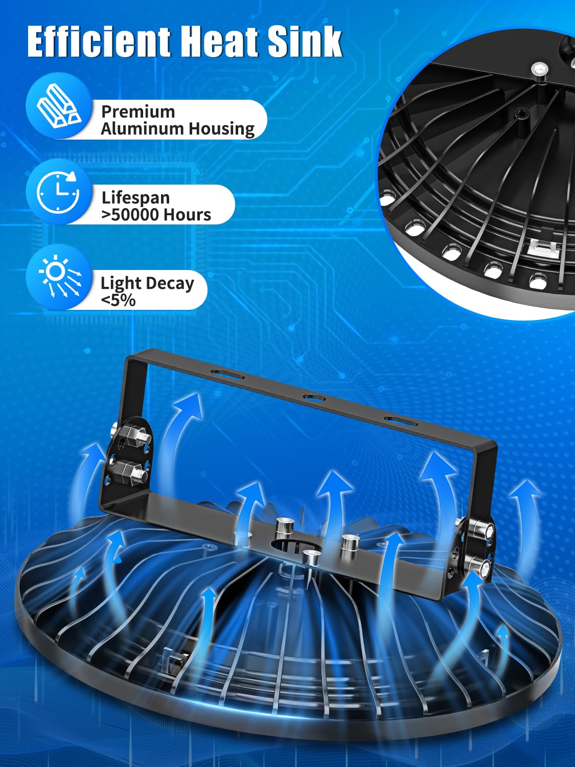 Chunnuan UFO LED High Bay Lights 100W, 10000LM Brightness, 6500K Daylight, Aluminum, Waterproof, Commercial Bay Lighting