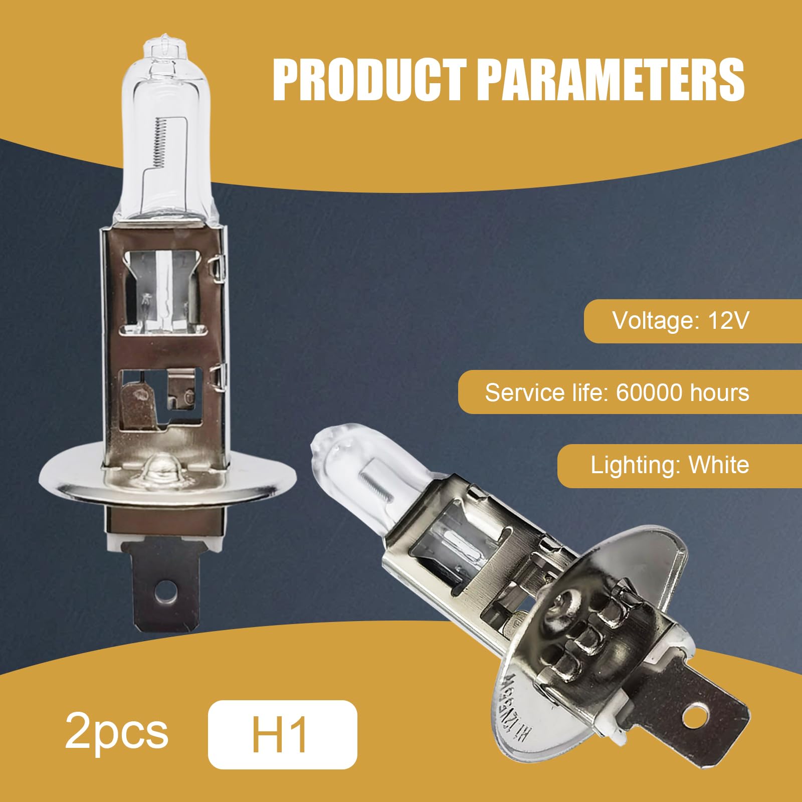 gunhunt Halogen Bulbs H1-55W, 12V Quartz Lamp, Ultra-bright Low/High Beam, 2 PCS, Warm White Light