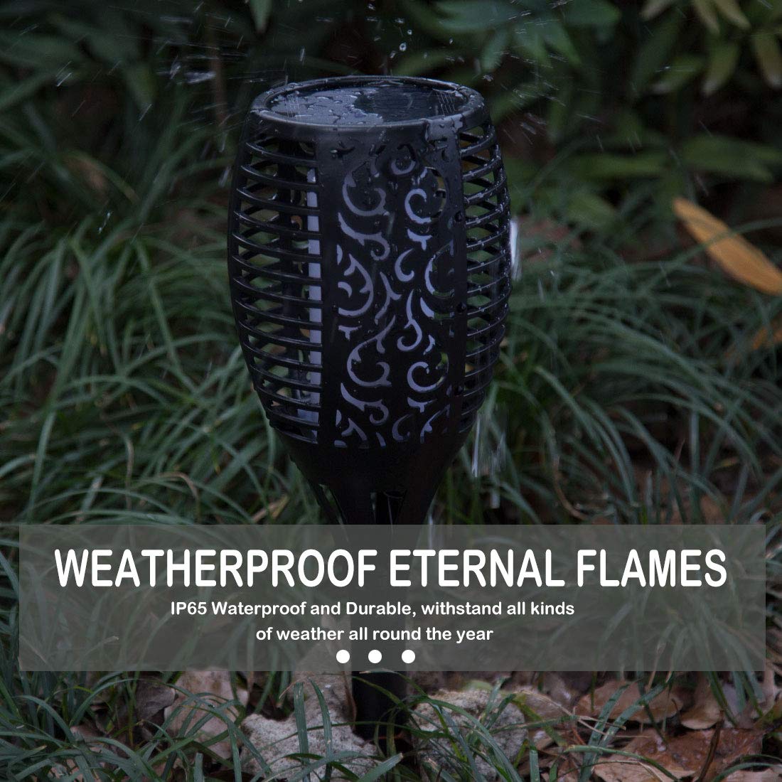 Maksone 6 Pack Solar Led Torches - Waterproof Flickering Flame Lights For Outdoor Decor