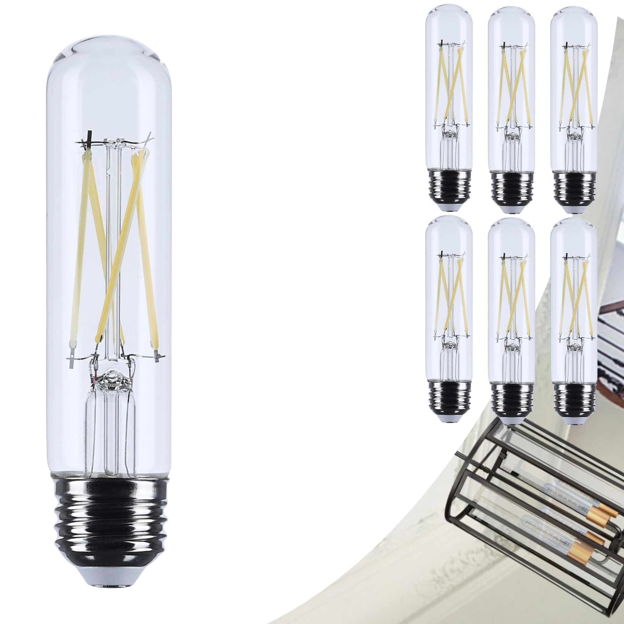 Satco 8W T10 LED Light Bulb 5000K Natural Light 800 Lumens Clear 300 Degree Beam E26 Medium Base 92 CRI Dimmable Wet Rated IP65 