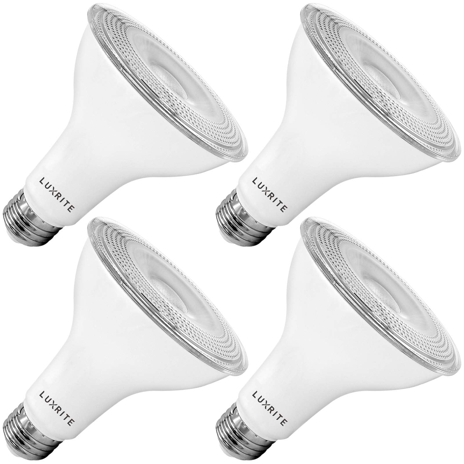 Luxrite 4 Pack Led Par30 Flood Light Bulb, 75W Equivalent, 3000K Soft White, 850 Lumens, 11W Dimmable, Indoor Outdoor Spotlight