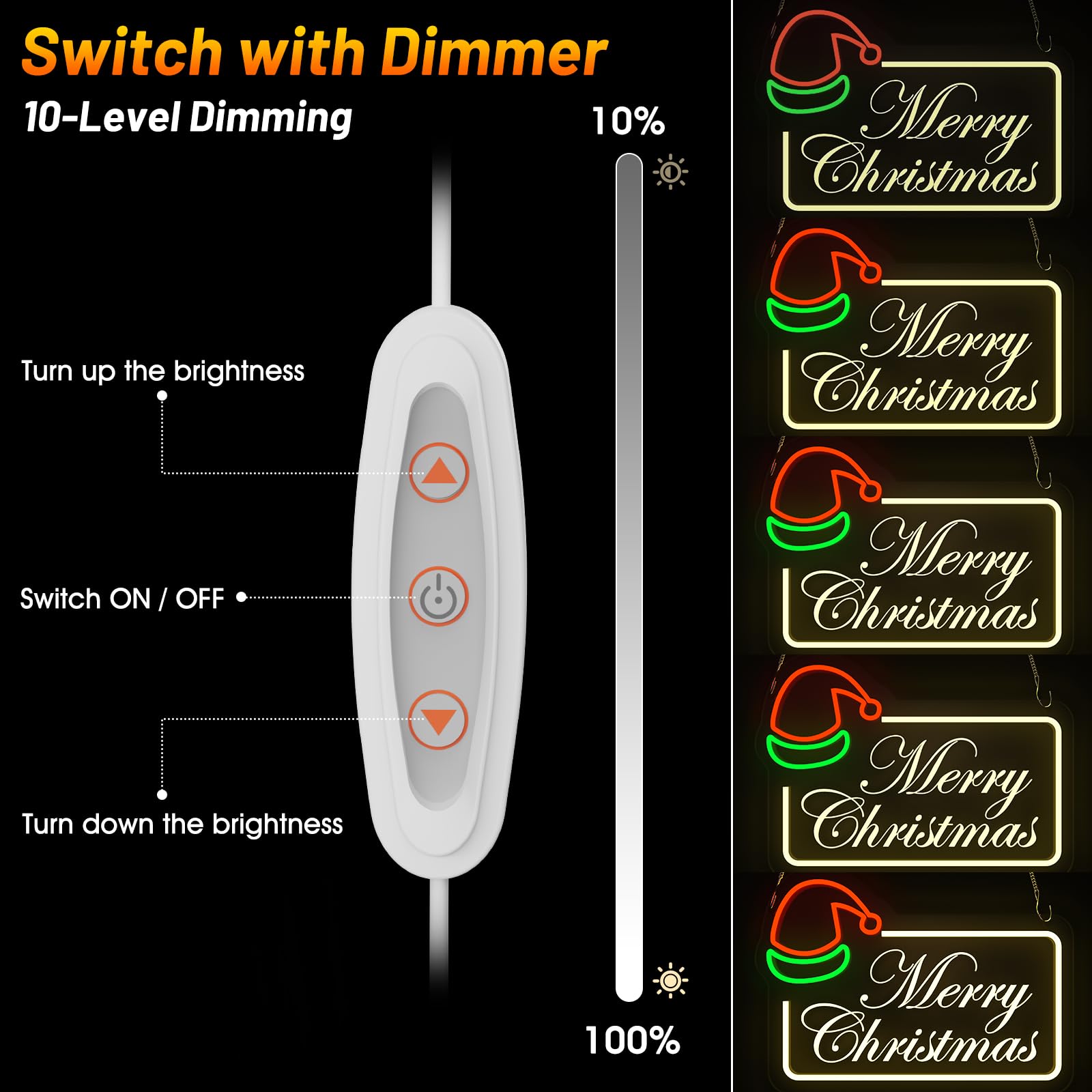 Probapro Dimmable LED Neon Sign - Warm White Christmas Wall Decor for Kids Room