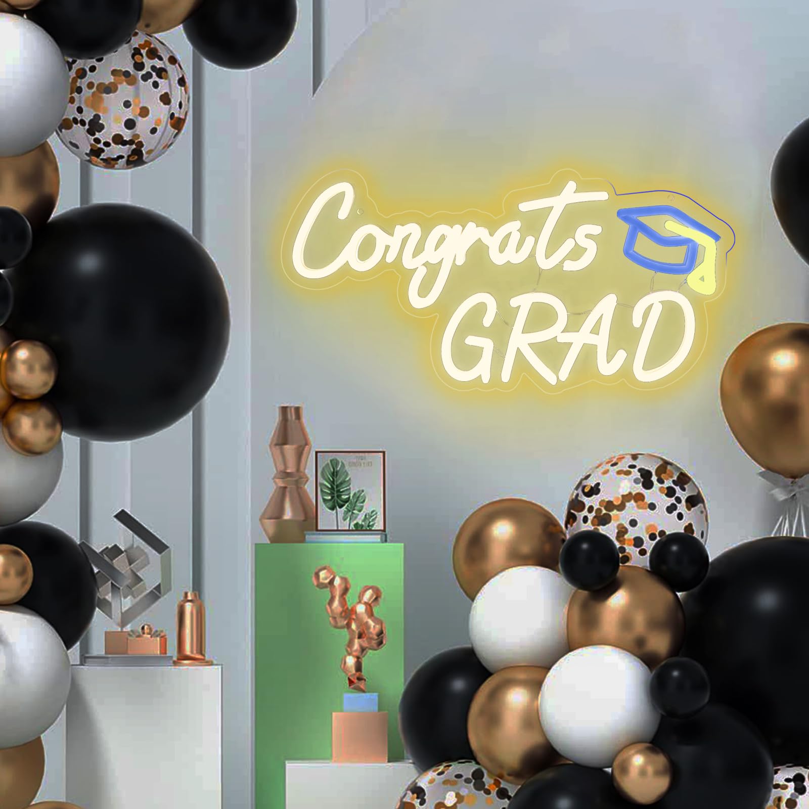 Hmasyo Congrats Grad Neon Sign With Cap  Graduation Decorations 2025 Congrats Led Sign Wall Decor Class Of 2025 Party Room Dorm Backdrop Celebration Gifts  Warm White  Usb Powered  Dimmable