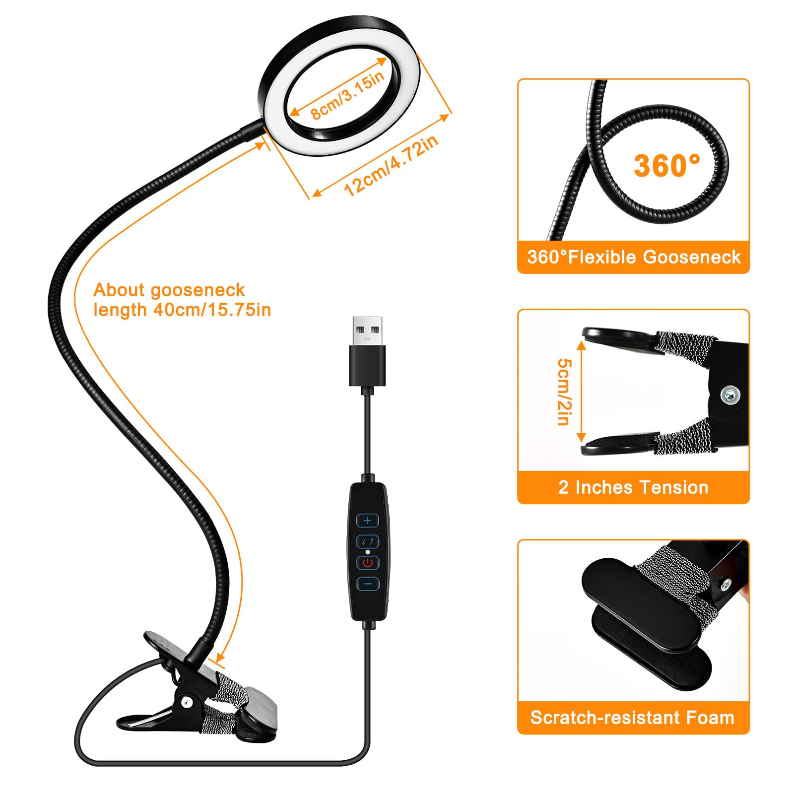 Macasa 10X Magnifying Glass With Light And Timer, 2 In 1 Magnifying Desk Lamp, 3 Color Modes 10 Dimmable Brightness, Flexible Go