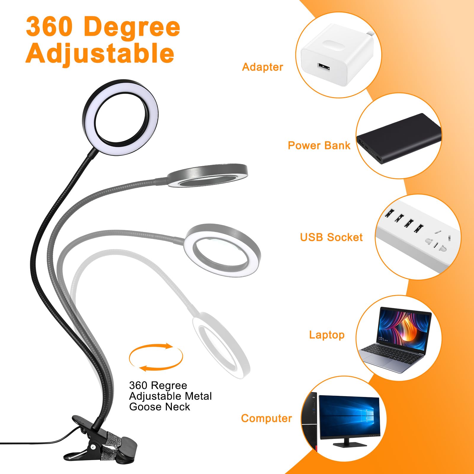 Macasa 10X Magnifying Glass With Light And Timer, 2 In 1 Magnifying Desk Lamp, 3 Color Modes 10 Dimmable Brightness, Flexible Go