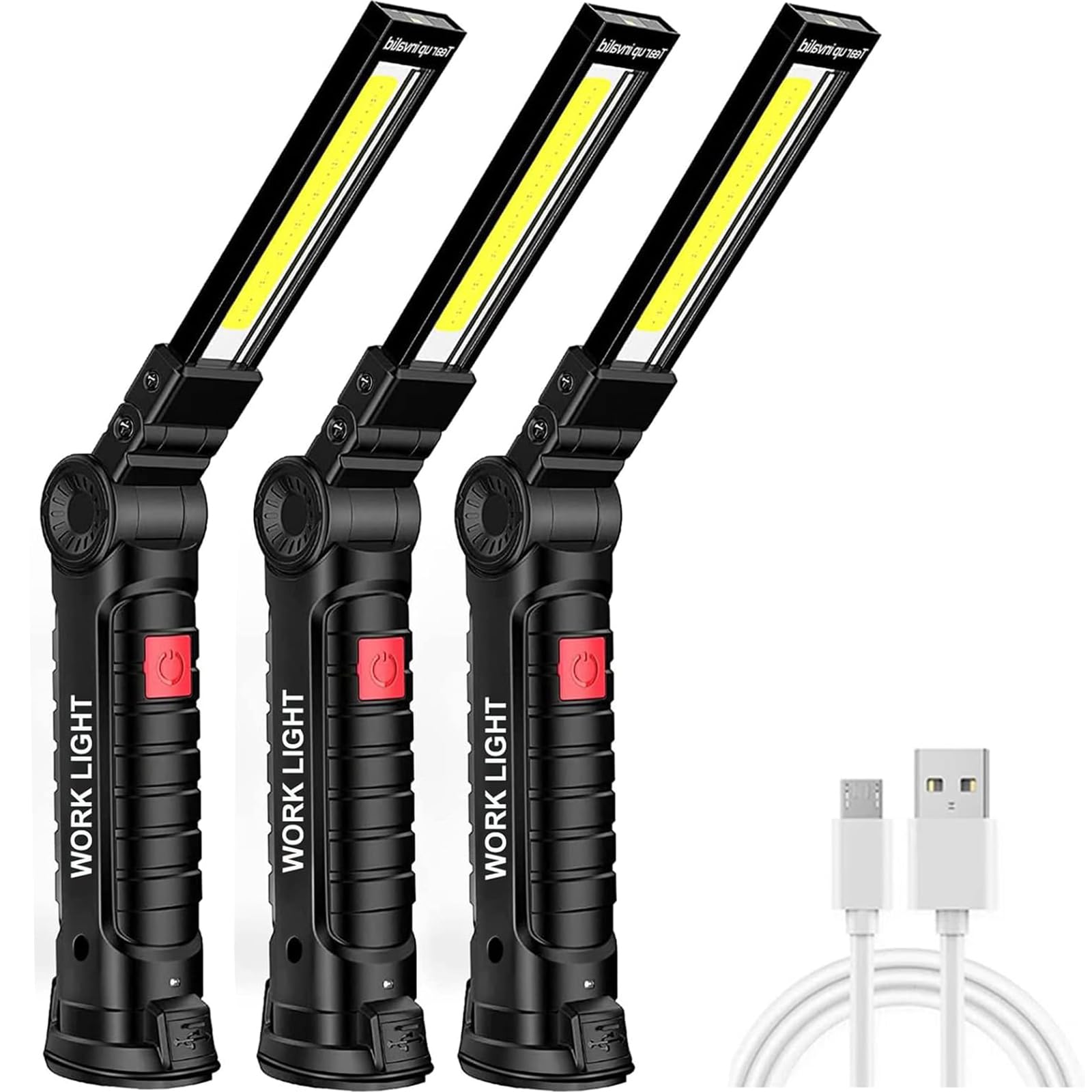 Tool Gifts for Men,3Pack Rechargeable LED Work Lights with Magnetic Base & Hanging Hook,360 Rotation Rechargeable flashlights,5 
