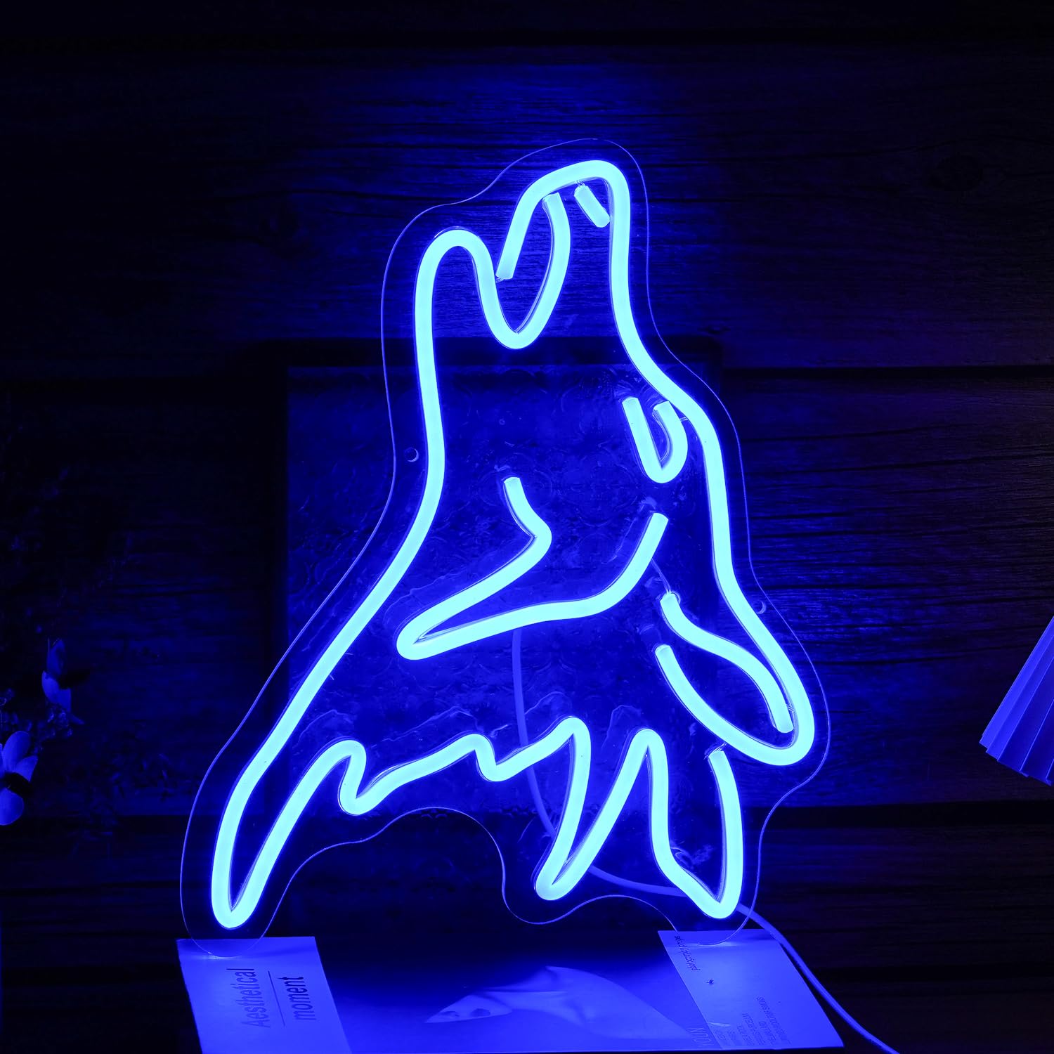 LISIGNVE Blue Wolf Neon Sign - Dimmable LED Wall Decor for Kids Room, USB Powered, Cute Birthday Party Gift