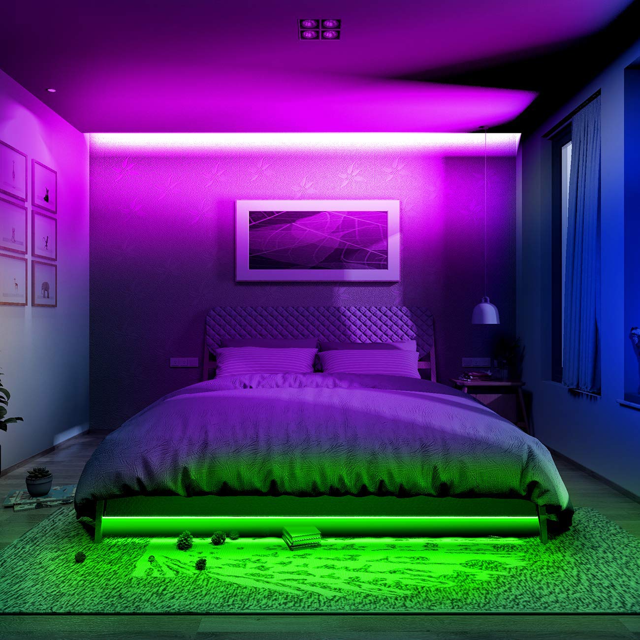 phopollo LED Strip Lights, 16.4ft Color Changing 5050 RGB with Remote, Multicolor, Model LS-P501-RGB-US