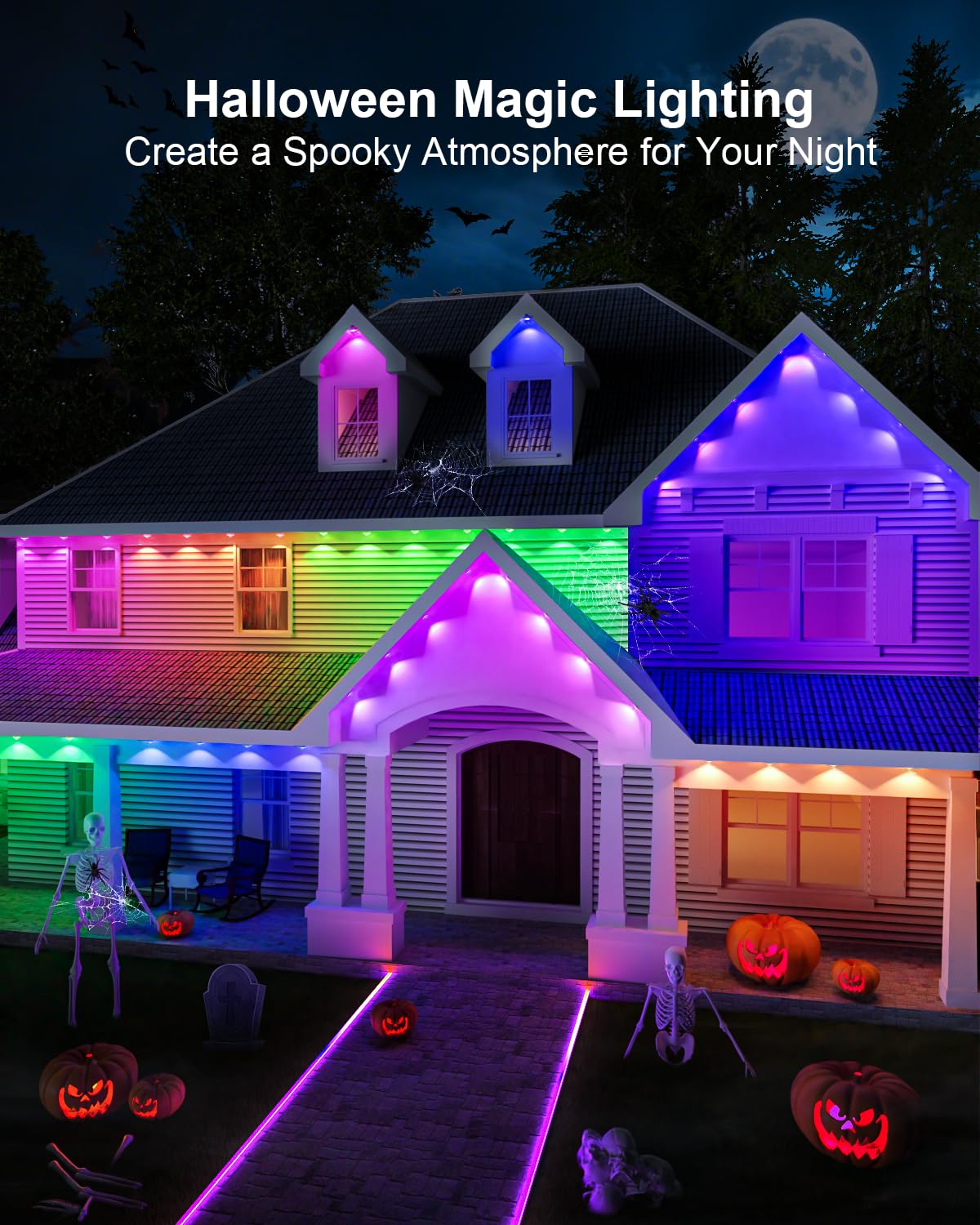 Tropwellhouse 100ft RGB+IC Outdoor Lights, 72 Modes, IP67 Waterproof, Alexa/Google Compatible, Plastic, White, Model YM2025