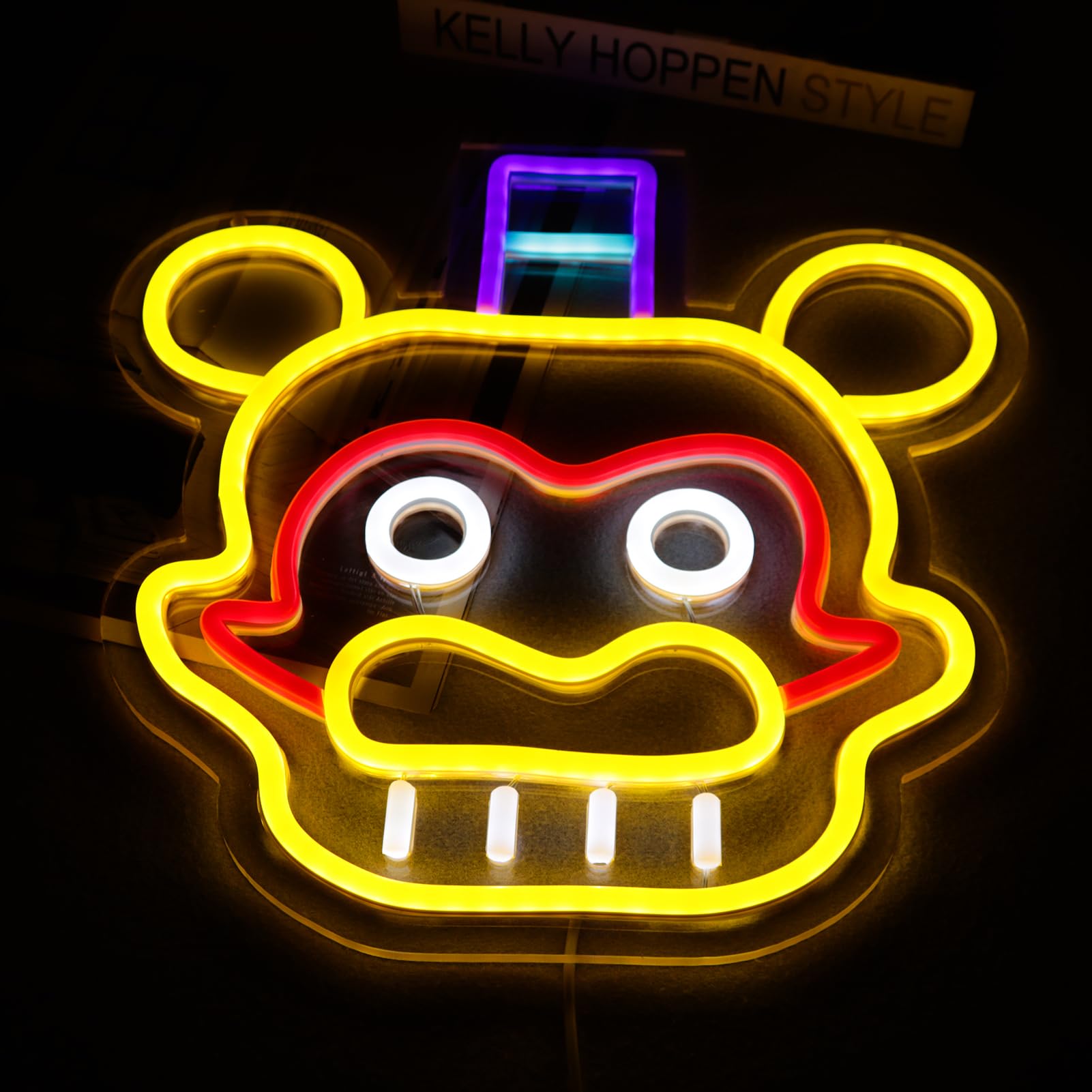 AHlove Neon Sign - Five Nights at Freddys Glamrock Freddy, LED Wall Decor, 12.2 x 12 inches, Acrylic, Neon Colors