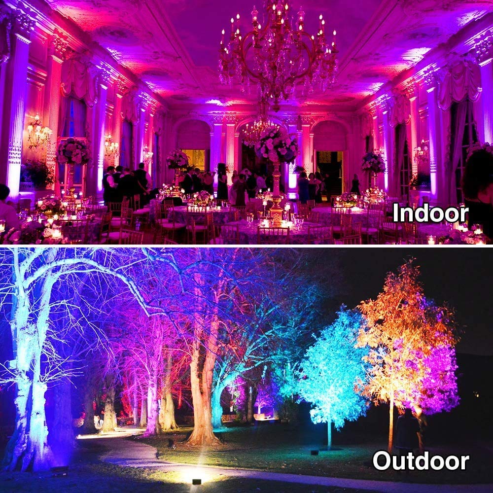 MELPO LED Flood Light 500W Equivalent, RGBW Outdoor Lights, 50W, 4 Pack, Warm White + RGB Colors, Model BLFL-LFBA