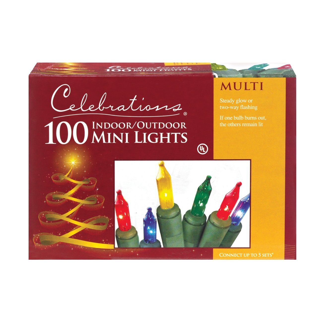 Celebrations Incandescent Mini Light Set Multicolored 20.625 Ft. 100 Lights