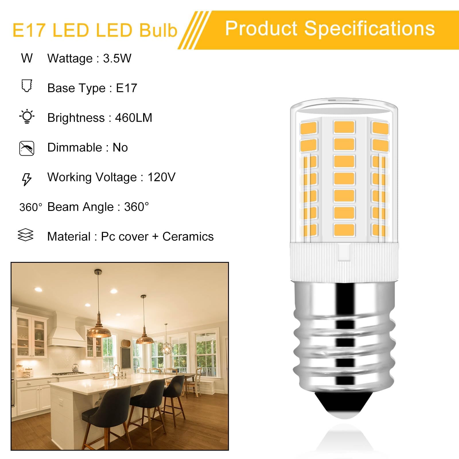Lflampon Keid28A Kel2811 E17 Refrigerator Light Bulb 5304517886 Replacement For Kenmore Frigidaire Electrolux 3.5W Equivalent To