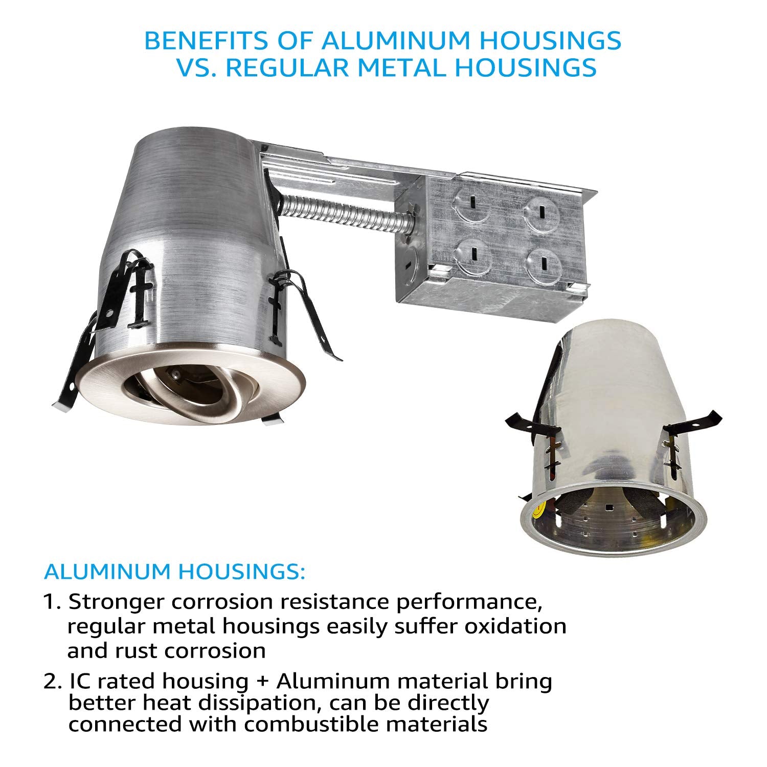 Torchstar 4 Inch Ul-Listed Remodel Can + Gimbal Trim Kit, Air Tight Aluminum Ic Housing, Gu10 Socket Included, Satin Nickel Trim, 120V Voltage, Pack Of 6