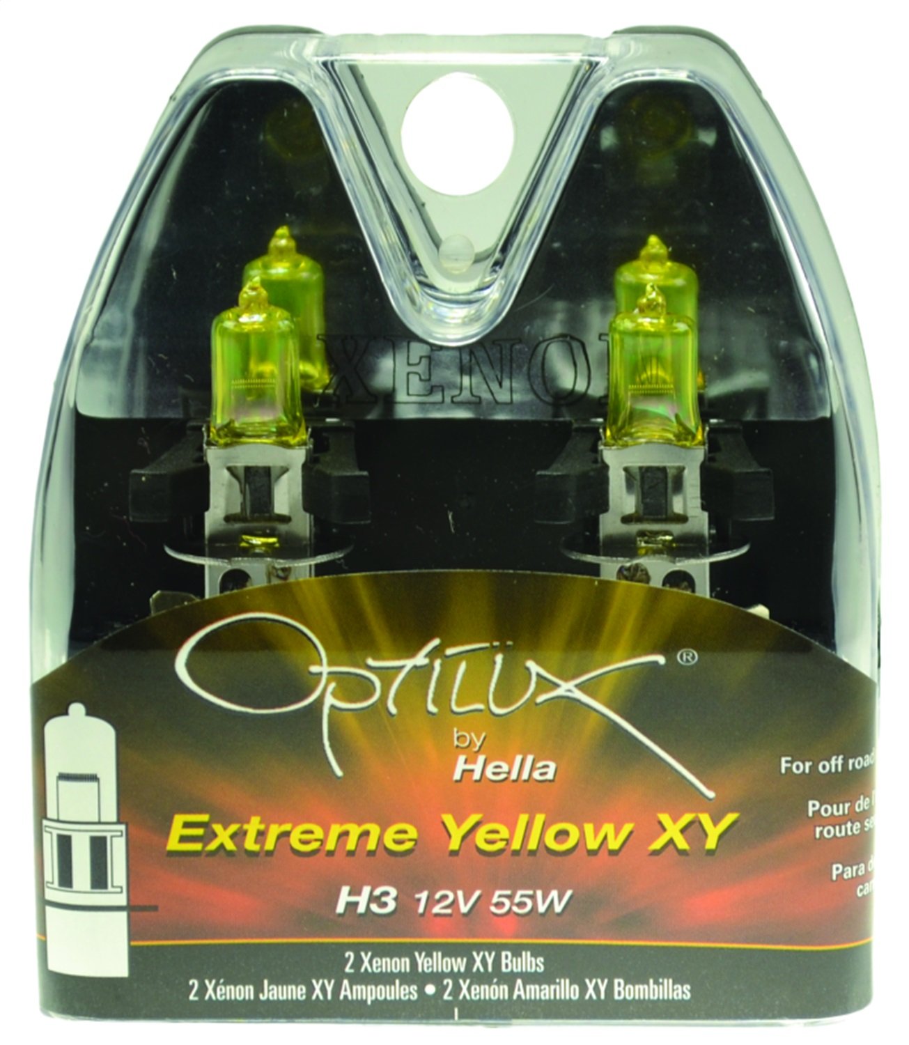Hella H71070662 Optilux XY Series H3 Xenon Yellow Halogen Bulbs, 12V, 55W, 2 Pack