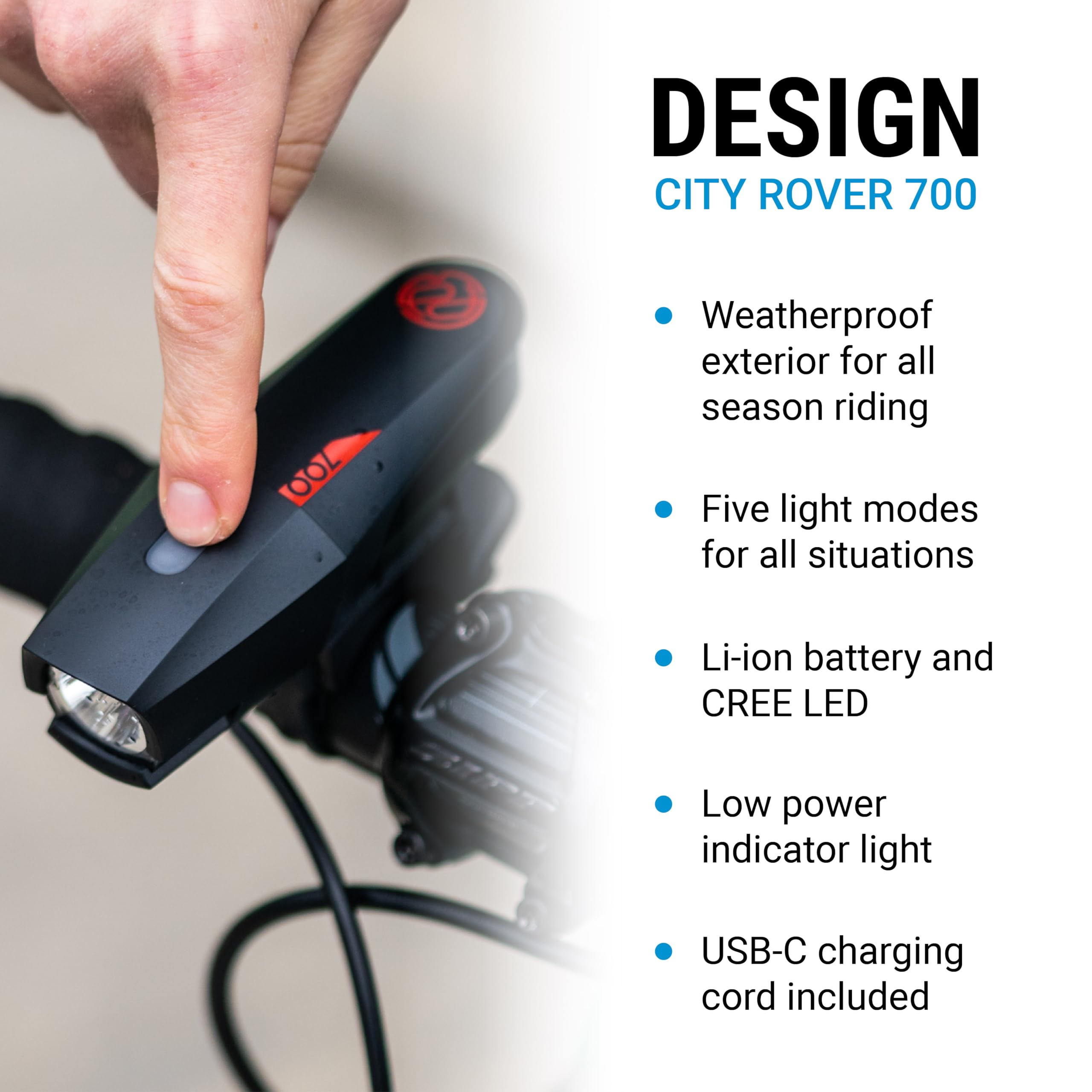 Portland Design Works | City Rover 700 | Usb Rechargeable Headlight, Black