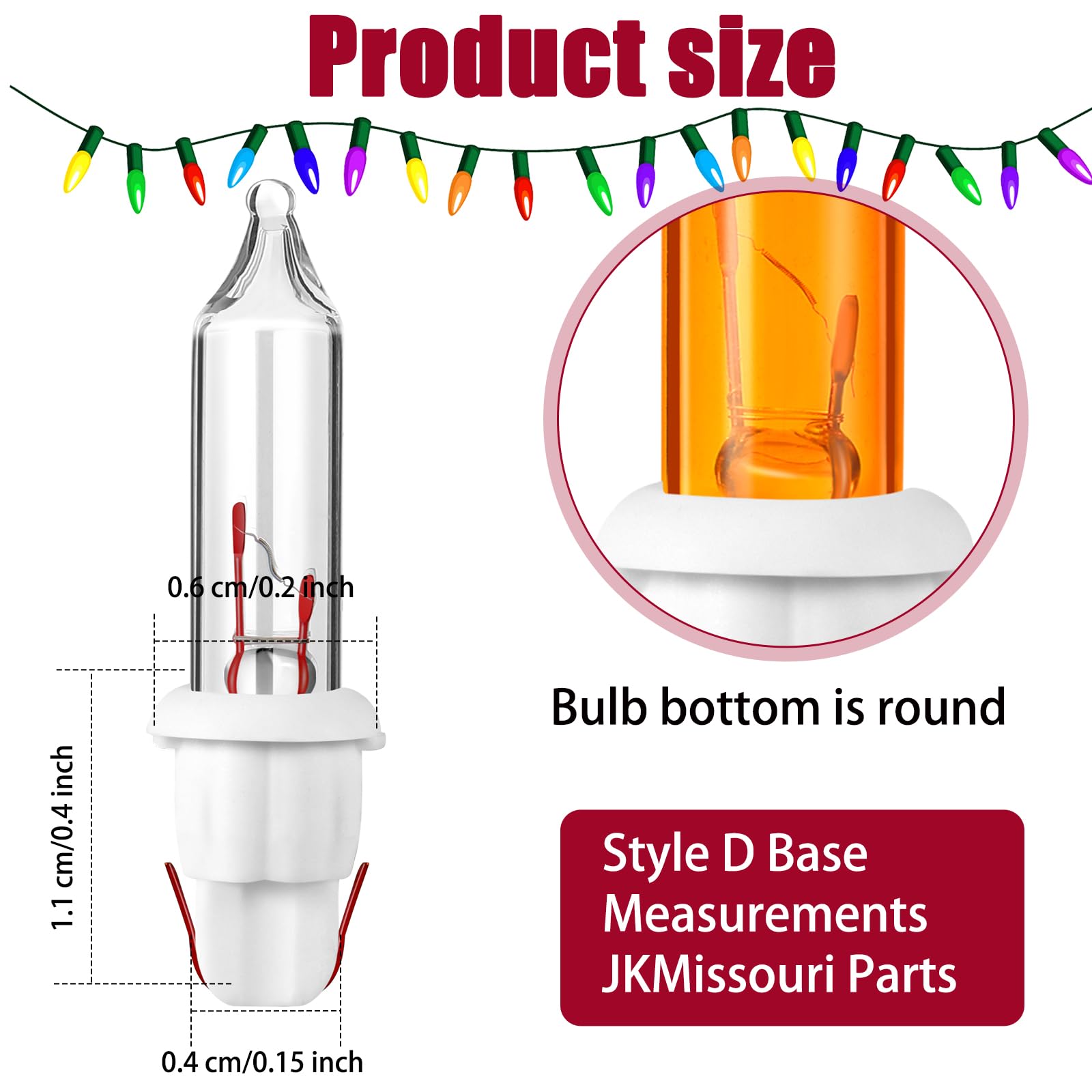 Mudder 60Count 2.5V Christmas 50/100/150/200 Count Mini Incandescent Wire String Lights Replacement Bulbs Indoor/Outdoor Christmas Lights Decor For Home Xmas Tree (White Base With Bright Bulb)