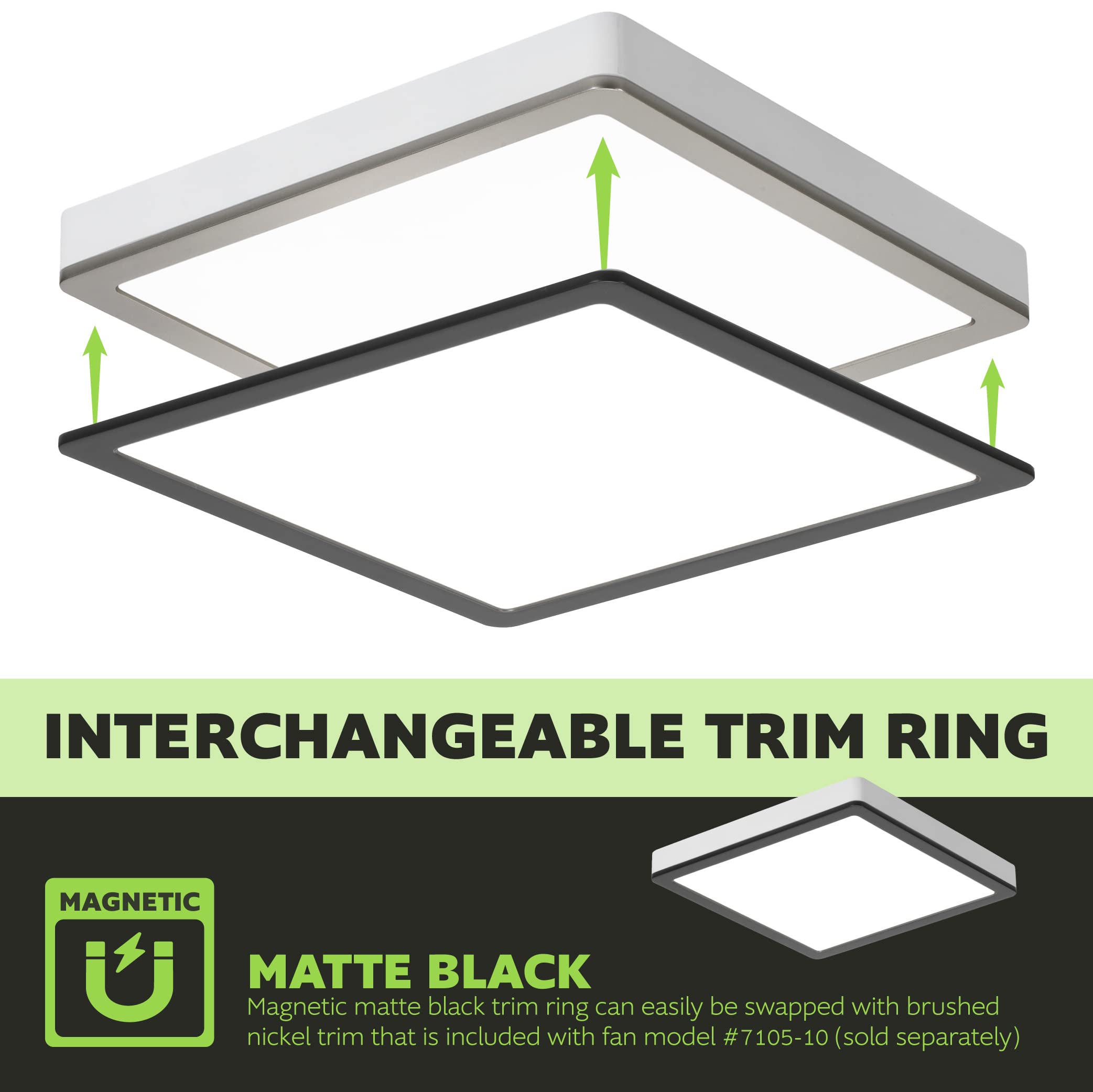 Homewerks 7105-10-Trmb Magnetic Matte Black Trim Ring Replacement 7105-10 Bath Fan