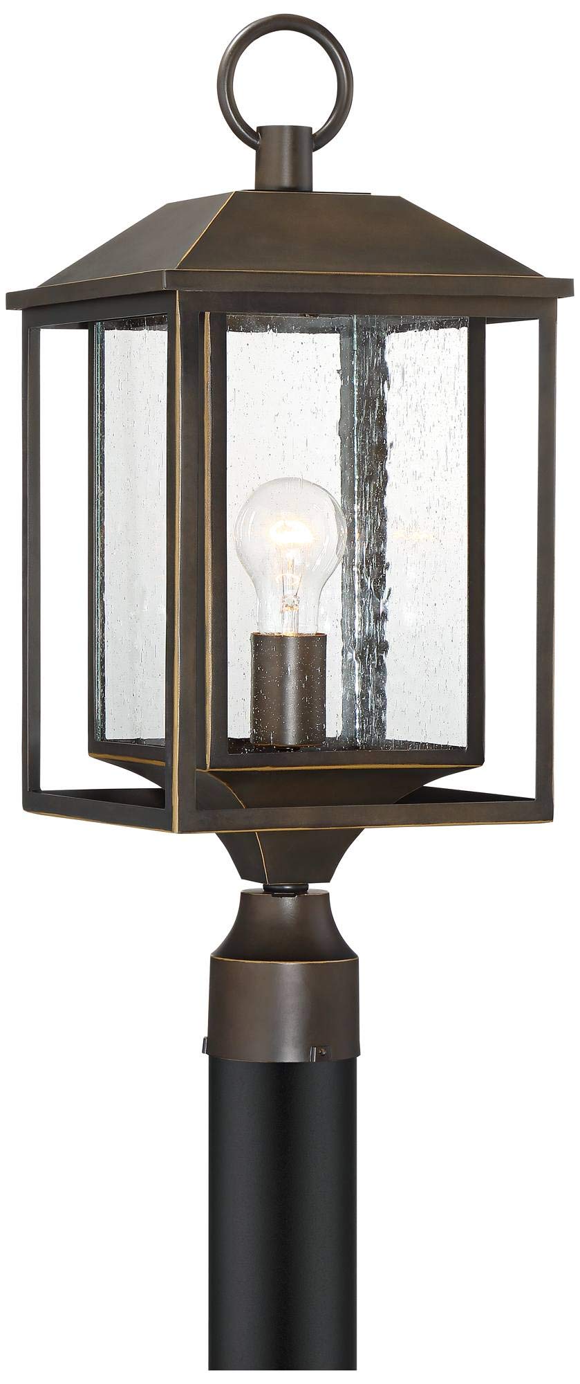 John Timberland Outdoor Post Light Fixture, Brown Bronze Metal, Textured Clear Glass, 21.5in for Porch, Patio, Yard, Walkway
