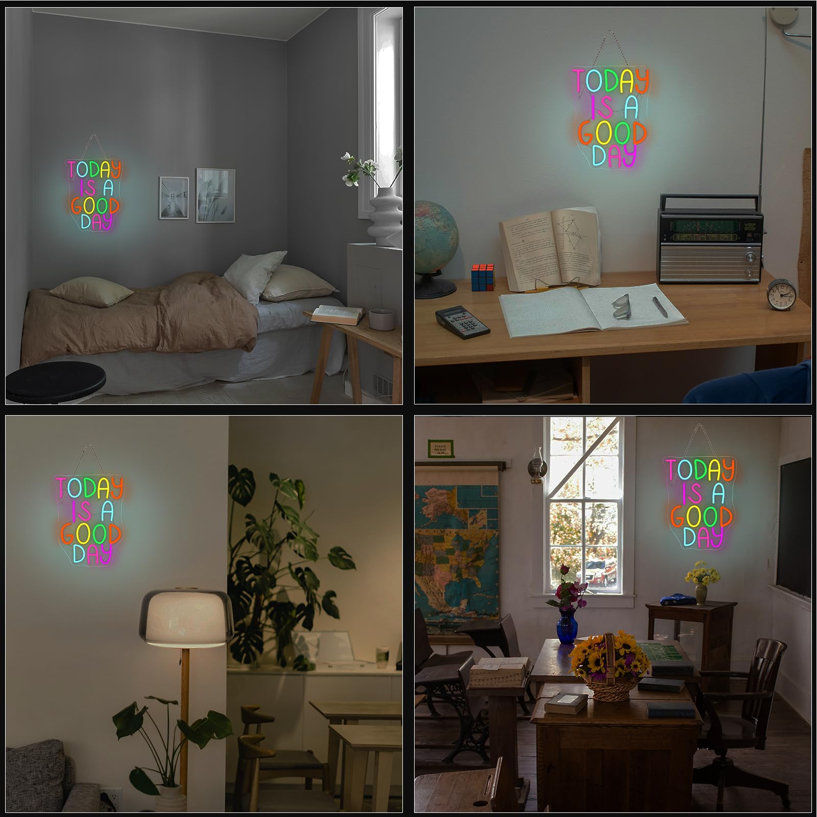 Looklight LED Neon Sign - "Good Day" Wall Decor for Home, Cafe, Bar - 11.42 x 14.57 inches - Acrylic Lighting Decoration