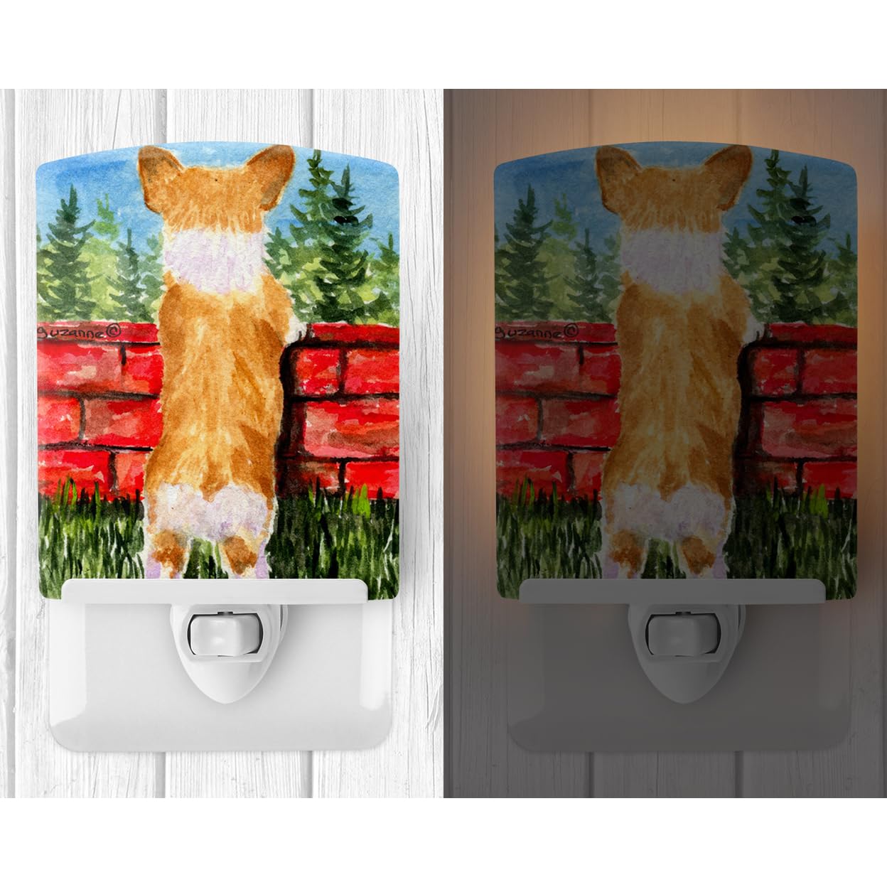 Carolines Treasures Corgi Ceramic Night Light, UL-Certified, 6x4x3in, Multicolor, Model SS8870CNL