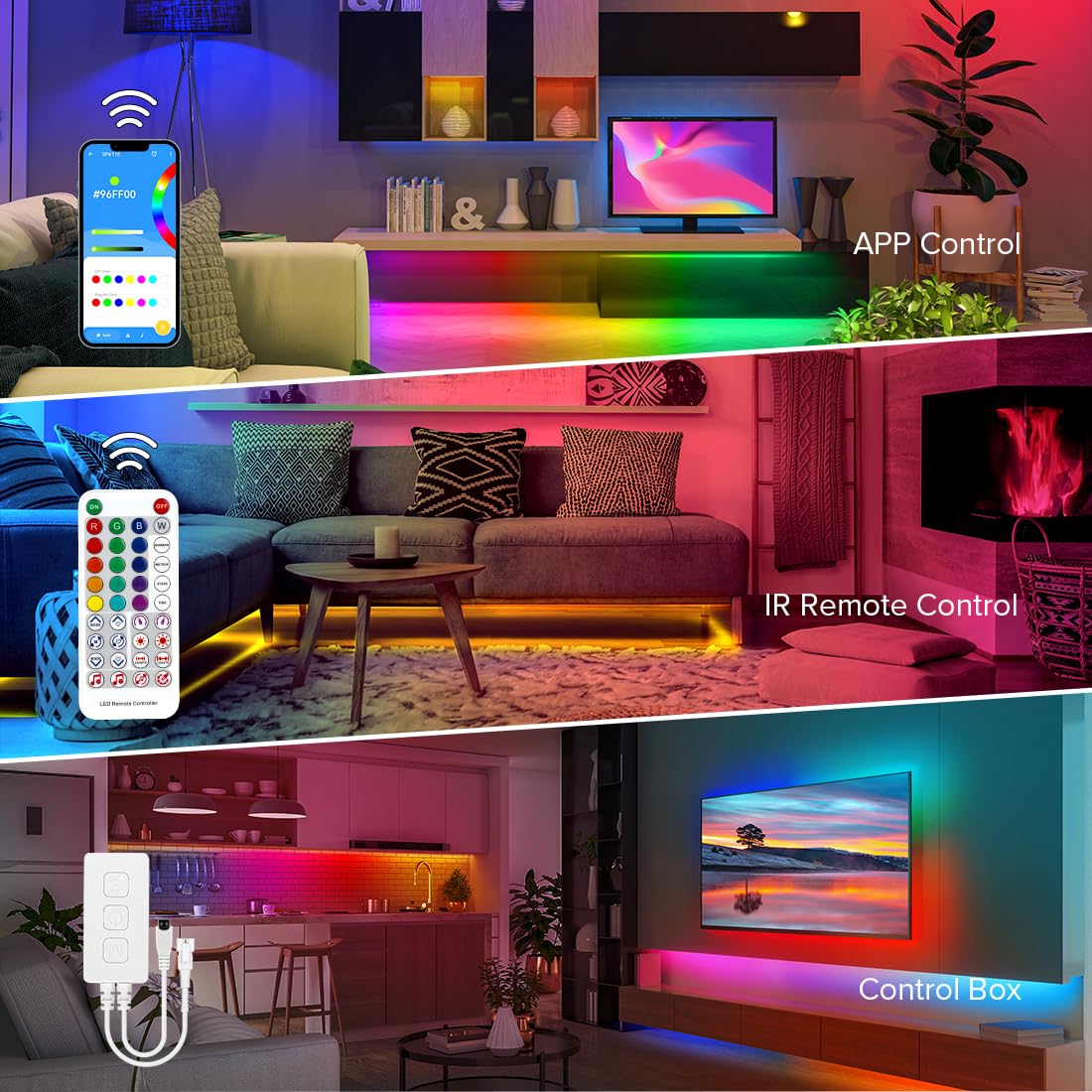 Btf-Lighting 3.2Ft Ws2811 Ws2812B Ic Rgb 360 Degree Round Reticulate Chasing Color Neon Led Strip Kit Bluetooth Controller Flexi