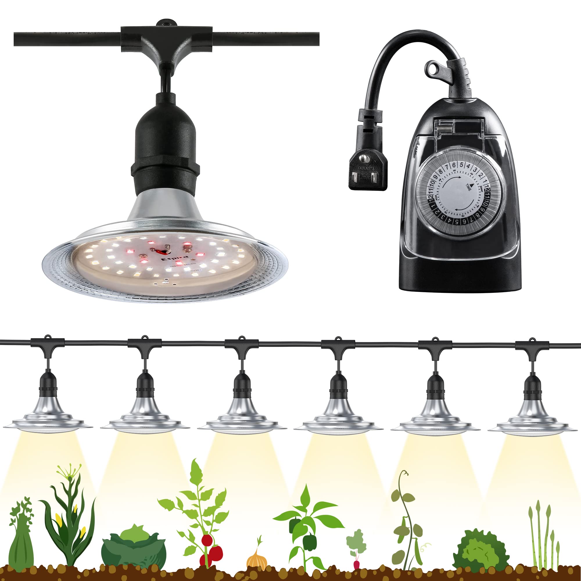 Espird Full Spectrum Led Grow Light Strip With Timer, Waterproof, 21.3Ft For Plants