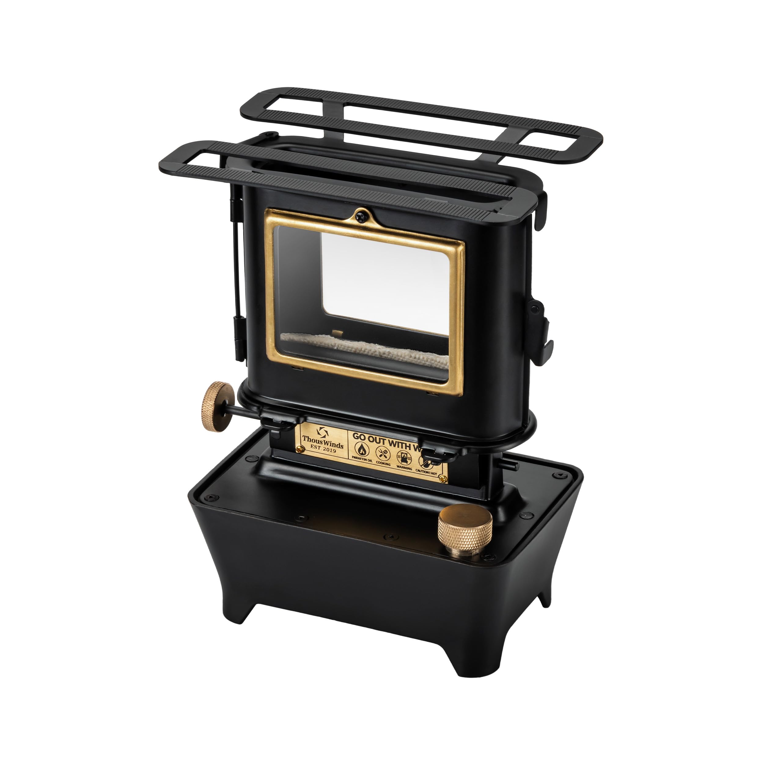 Thous Winds Camping Oil Lantern, Fuel Lamp for Outdoor Lighting Portable Stove for Cooking Warming, Black