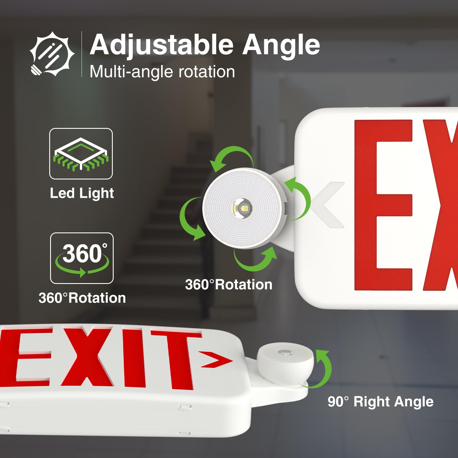 Freelicht 6 Pack Red Exit Signs With Emergency Lights, Two Led Adjustable Head Emergency Exit Light With Battery Backup,Hard Wir