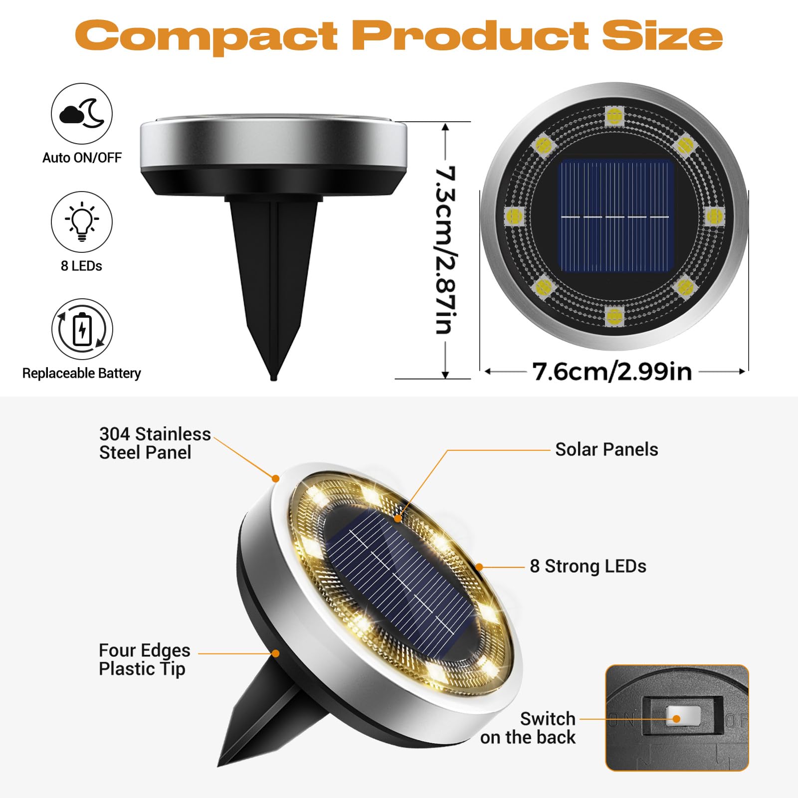 Vighep Solar Ground Lights 24 Pack Flat Solar Light Outdoor Waterproof  Bright Led Solar Disc Lights  3000K Warm White Landscape Lighting For Outside Yard Garden Pathway Driveway Lawn