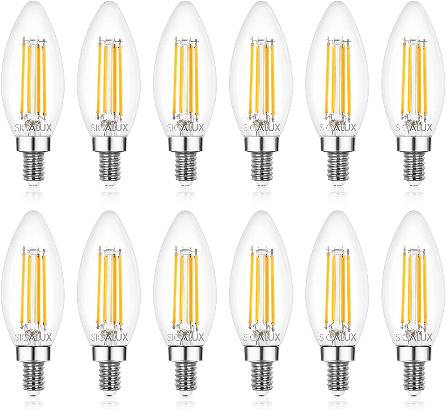 Sigalux E12 Led Bulb Candelabra Base Dimmable, Led Chandelier Light Bulbs, 60 Watt Equivalent Candelabra Led Light Bulbs, B10 27
