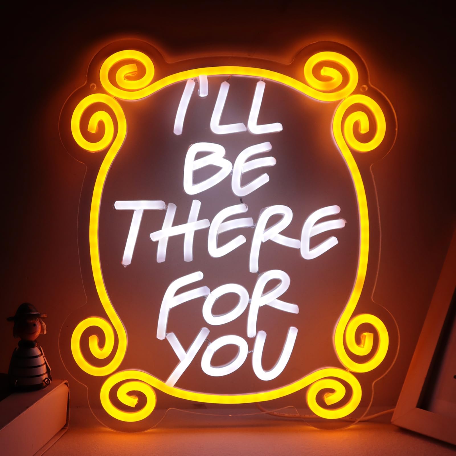 Tiabuy Neon Sign, Ill Be There for You, Dimmable LED Wall Decor, 17x13 inch, Yellow, Friends TV Show Gift