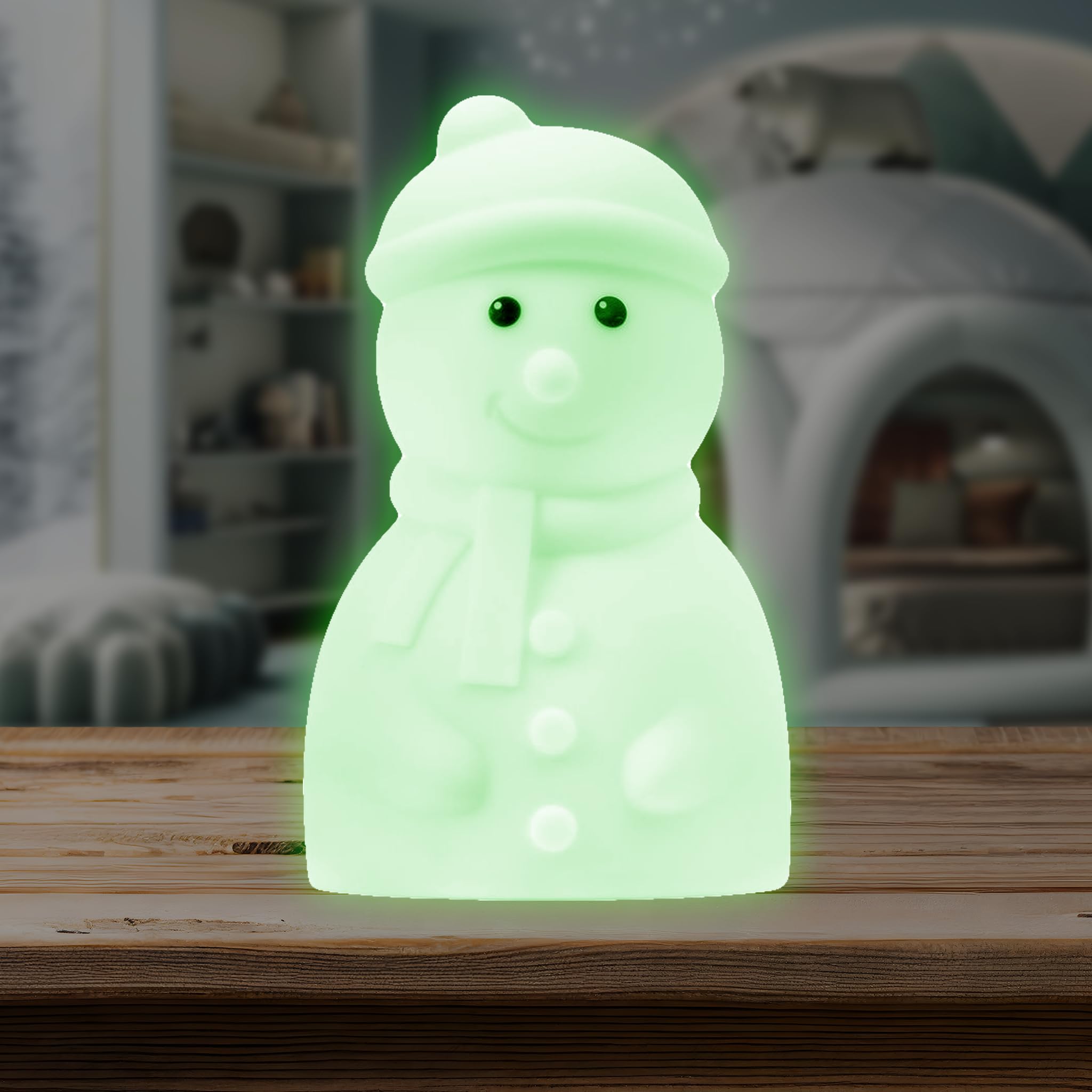 Lumipets Animal Night Light - Silicone Kids Lamp, Junior Snowman Model, Kawaii Design for Nursery, Soft and Squishy for Baby and Toddler