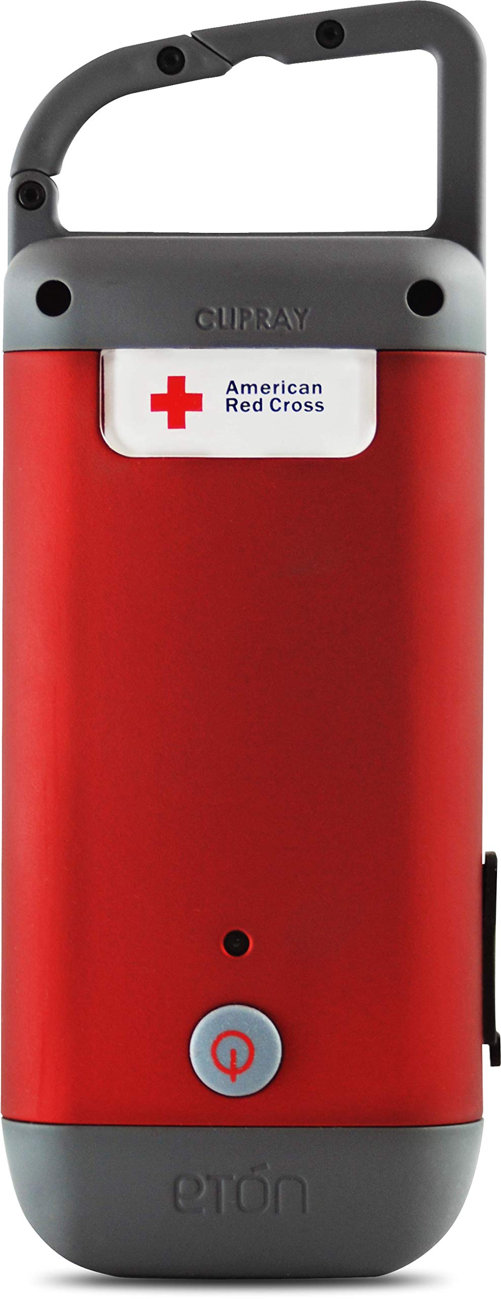 Eton - American Red Cross Clipray Crank-Powered, Clip-On Flashlight & Smartphone Charger,Cherry Red,Hand Crank, Hands Free Carabiner Clip, Pack Of 2