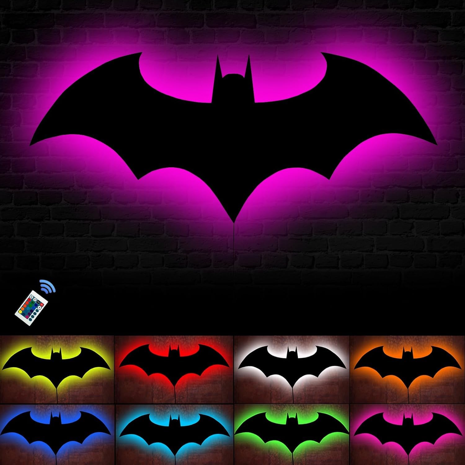 Led Bat Night Light Superhero Cool Signal Lamp With 16 Colors Remote Control Wall Sconce Acrylic Engraved Neon Sign Lightdecor F