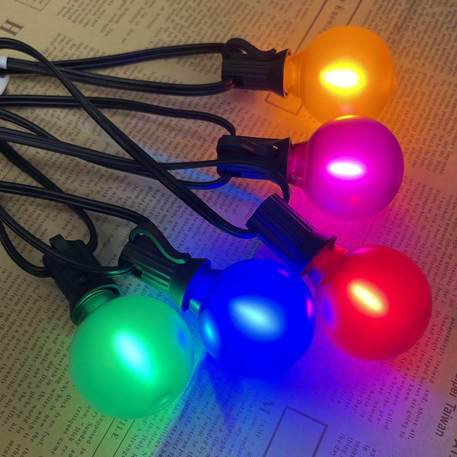 Goothy 25 Pack G40 Frosted Multicolor Led String Light Bulbs, E12/C7 Candelabra Base Christmas Globe Replacement Bulbs For Indoor Outdoor, 0.6W Shatterproof Led Night Light Bulbs