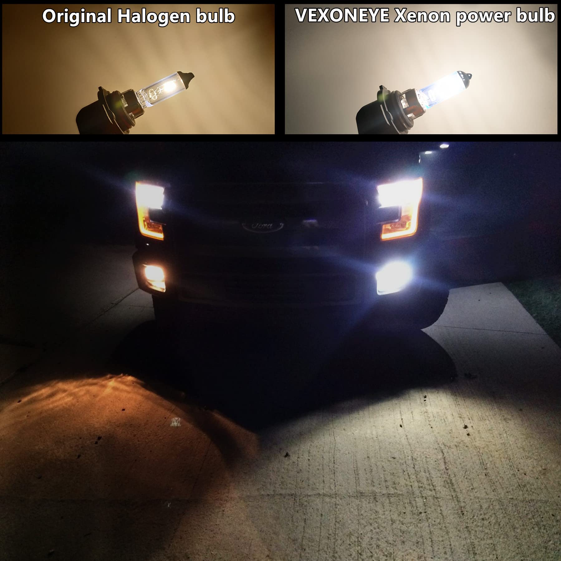 VEXONEYE 4 pack H11B Halogen Headlight Bulb H11B 12V 55W White 5000K 61493 Lights Long Life 2 Pack