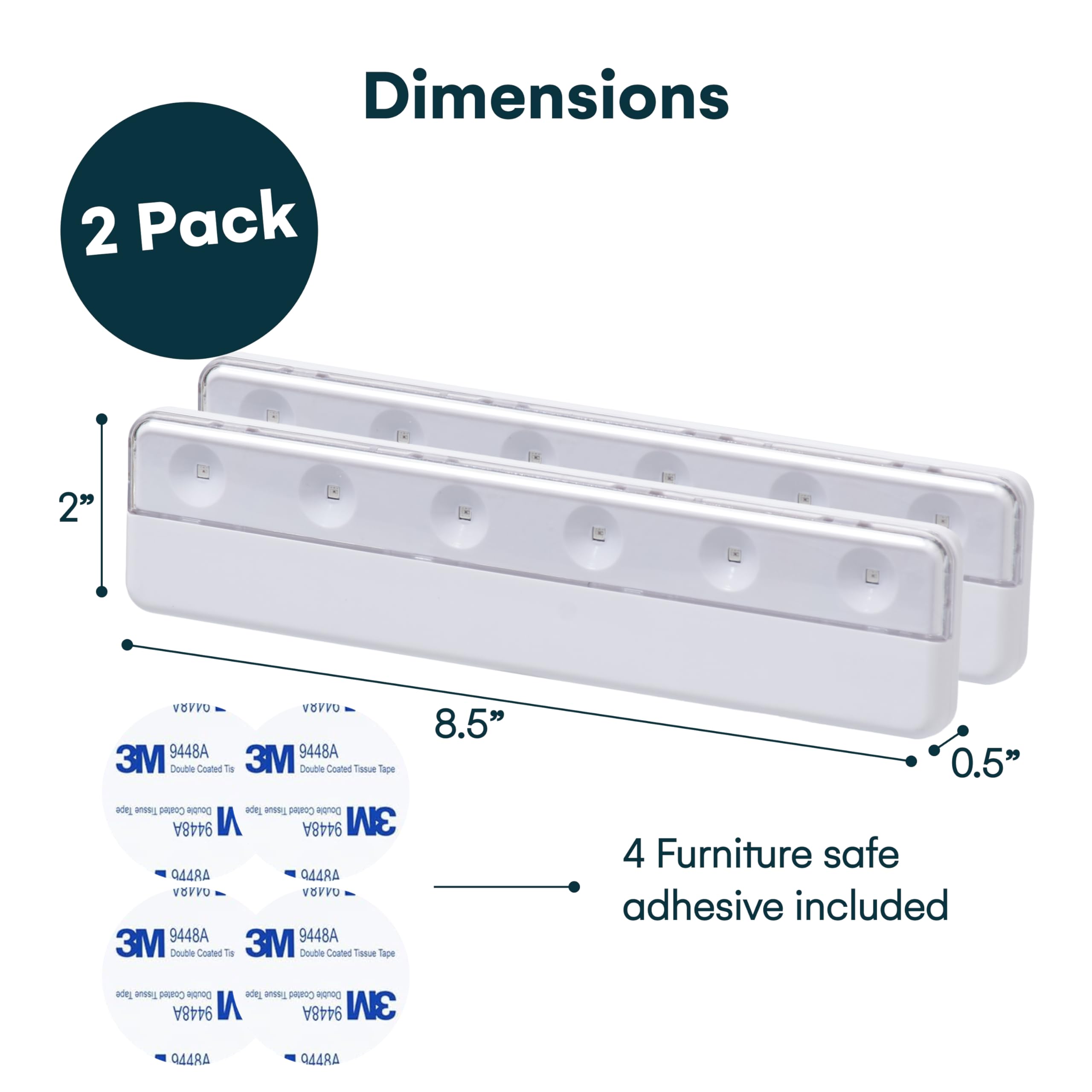 Brilliant Evolution LED Wireless Ultra Thin Light, 50 Lumens, RGB Color Temperature, 2 Pack, White, Model PXBR-000069-FBA